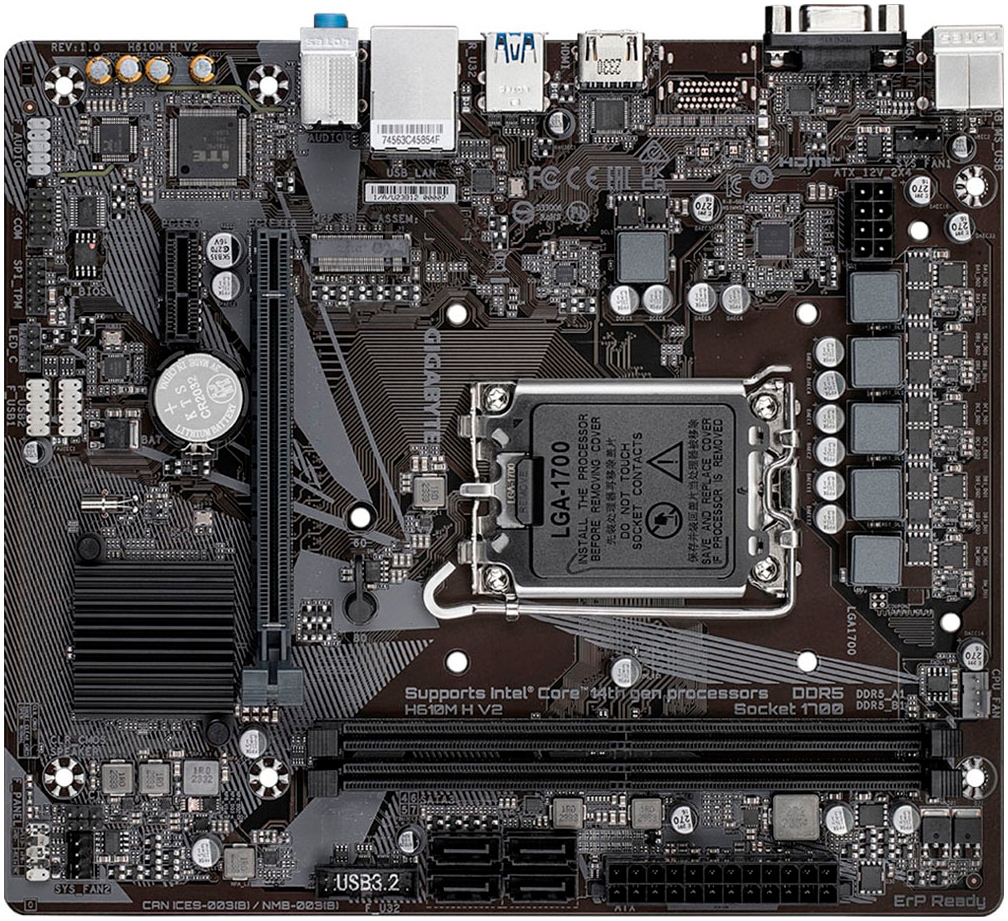 Gigabyte Mainboard »H610M H V2 Mainboard - Unterstützt Intel Core Prozessoren 14th CPUs, 4«
