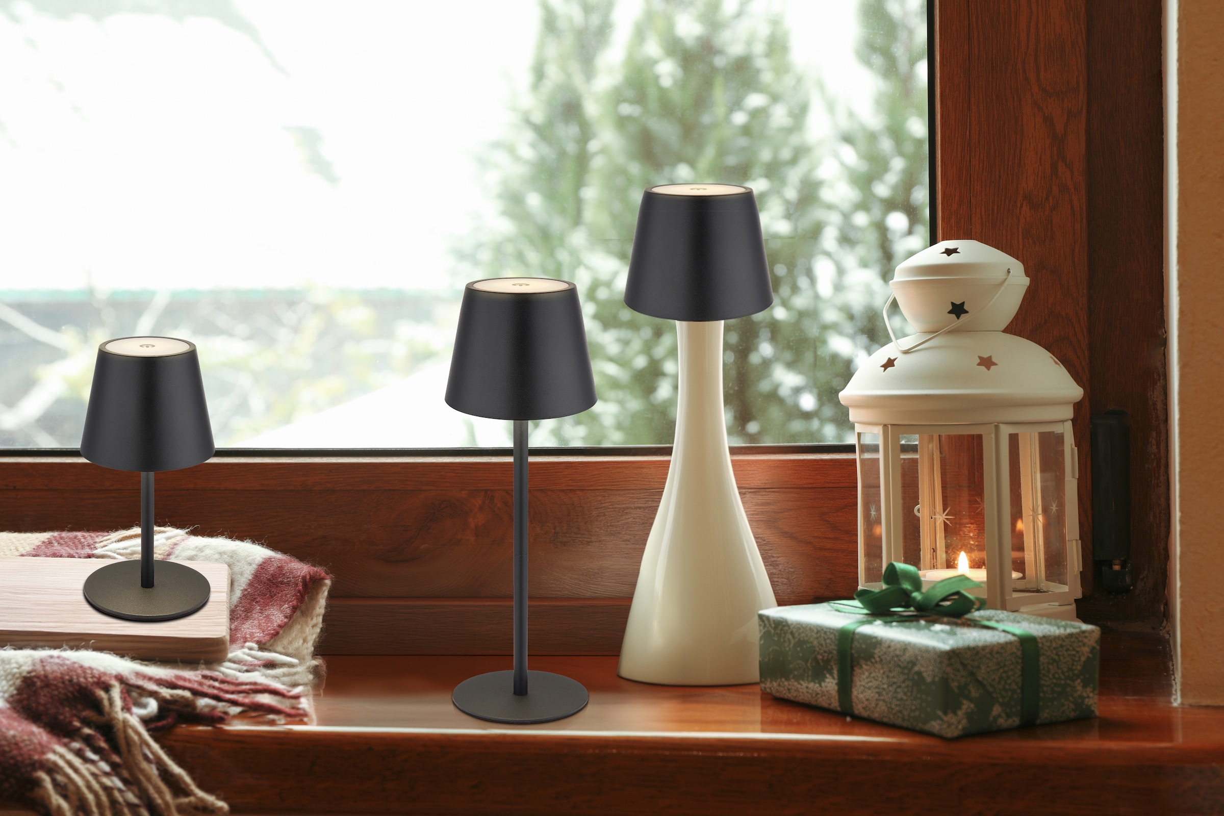 my home LED Tischleuchte »Alia Akkuleuchte inkl. Flaschenaufsatz« LED-Modul 1 Stk. warmweiß - kaltweiß stufenloser Touchdimmer, Farben fixierbar, USB-C, Akkulampe, CCT