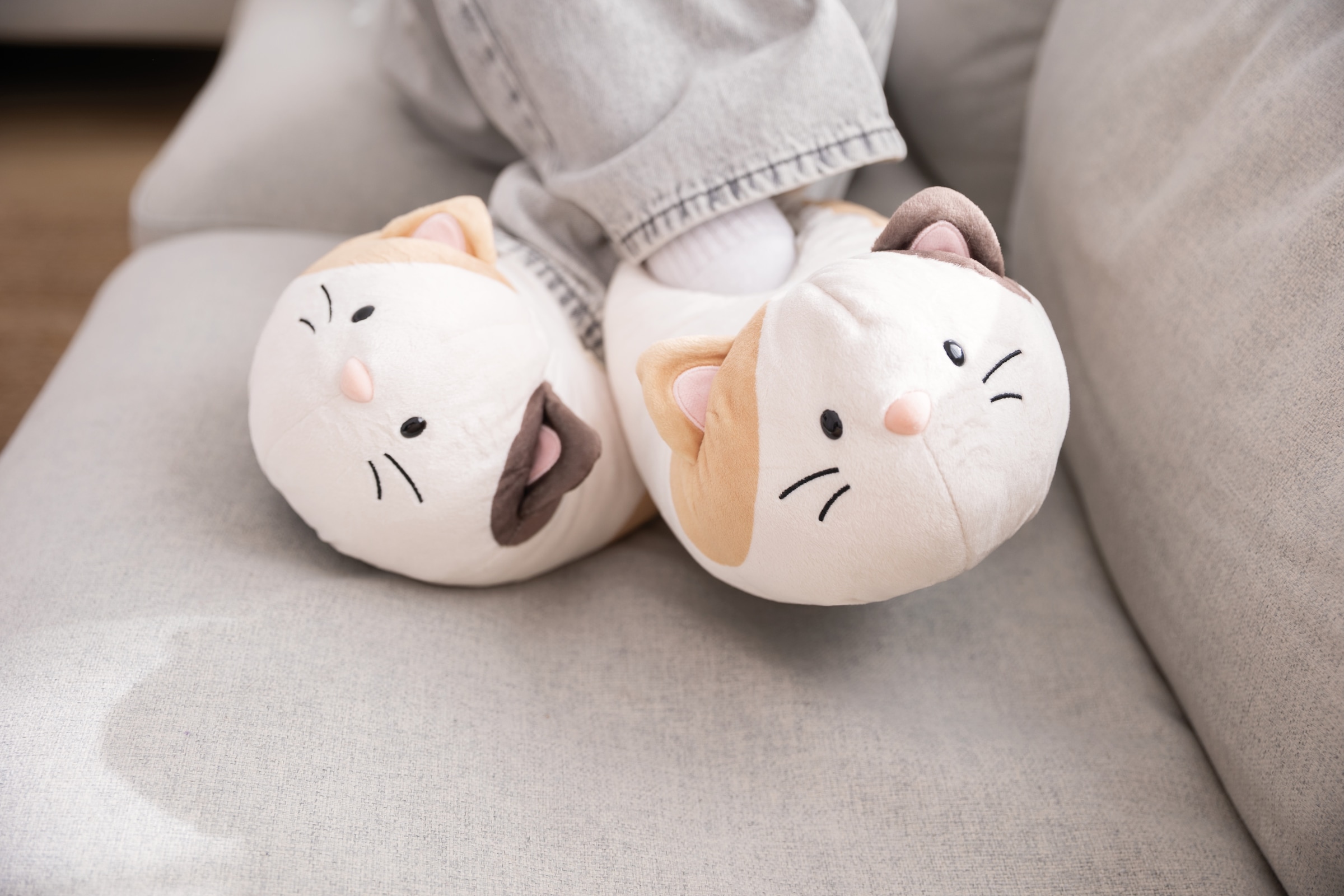 Nici Plüsch Hausschuhe »Nici Green Mymochi Katze Angy«, Hausschuh zum Schlupfen