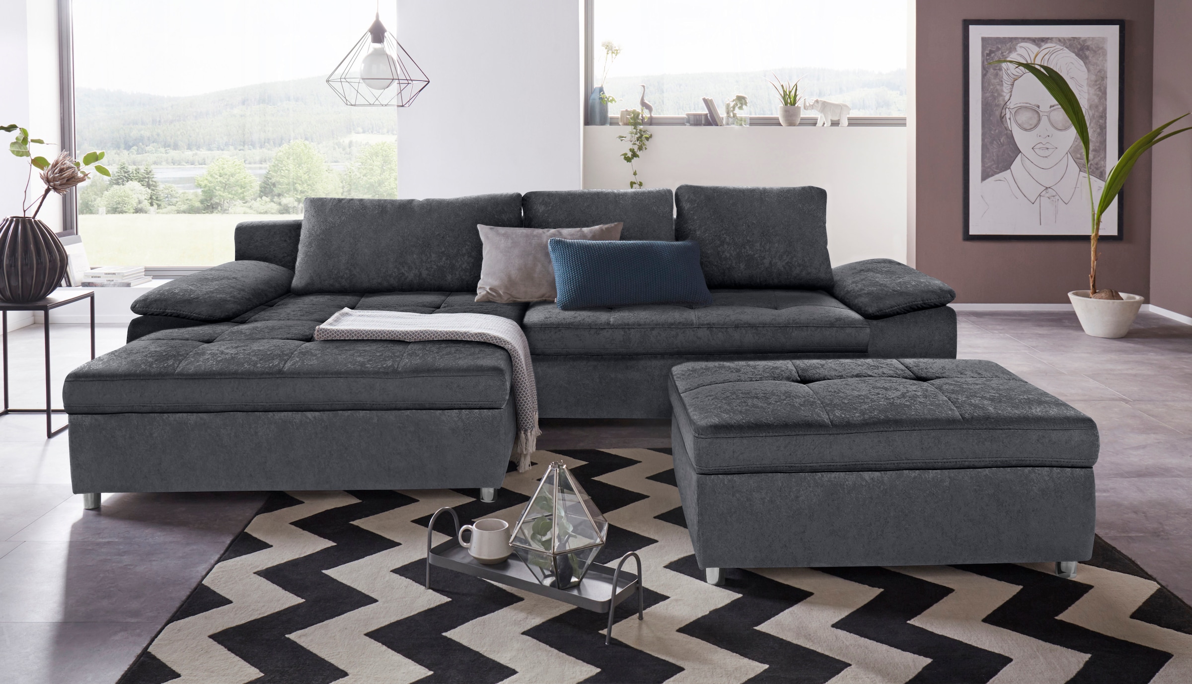 sit&more Ecksofa »Labene L-Form«, wahlweise mit Bettfunktion und Bettkasten, auch als XXL-Variante