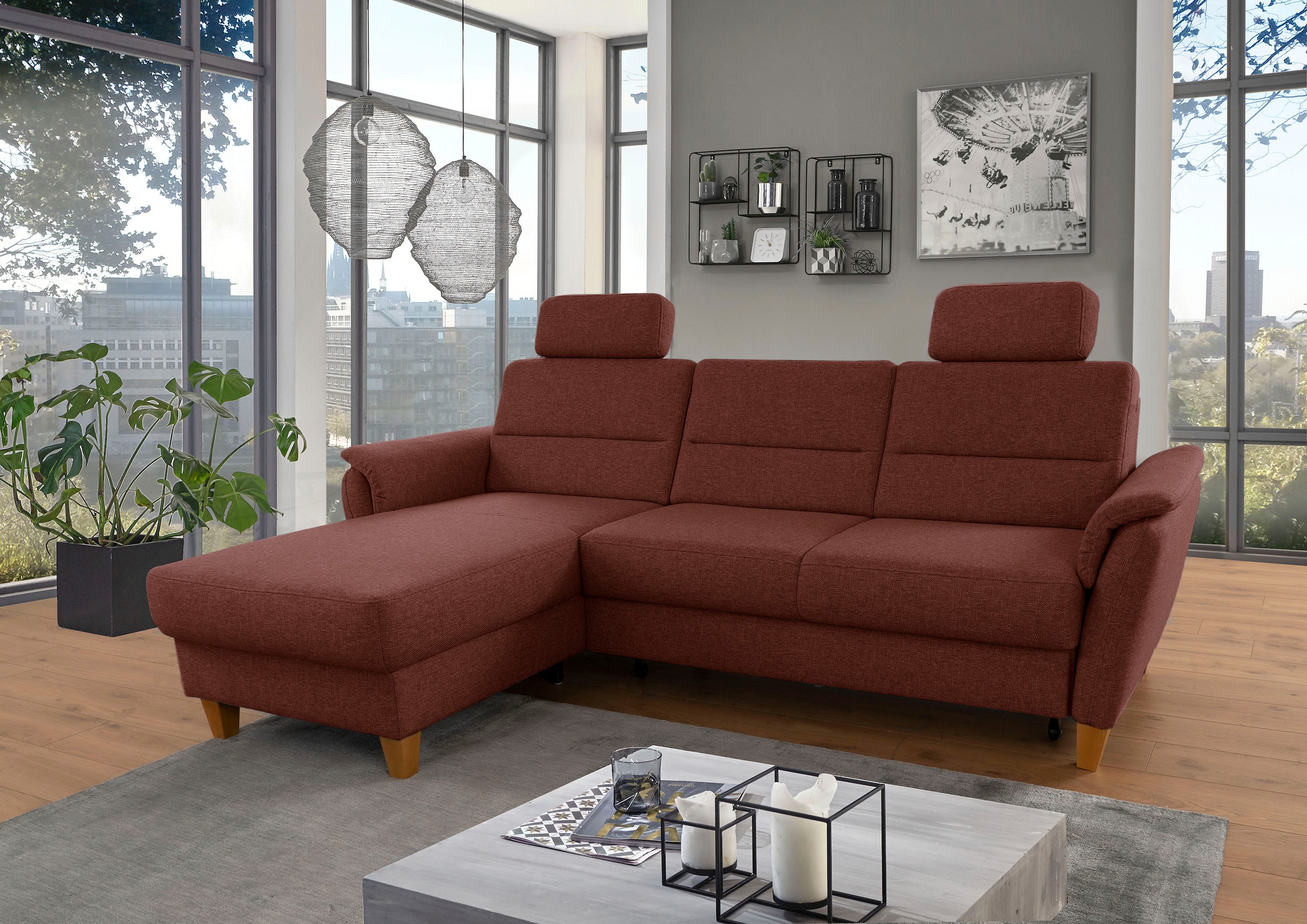 Home affaire Ecksofa »Palmera L-Form«, Federkern, wahlweise mit Bettfunktio günstig online kaufen
