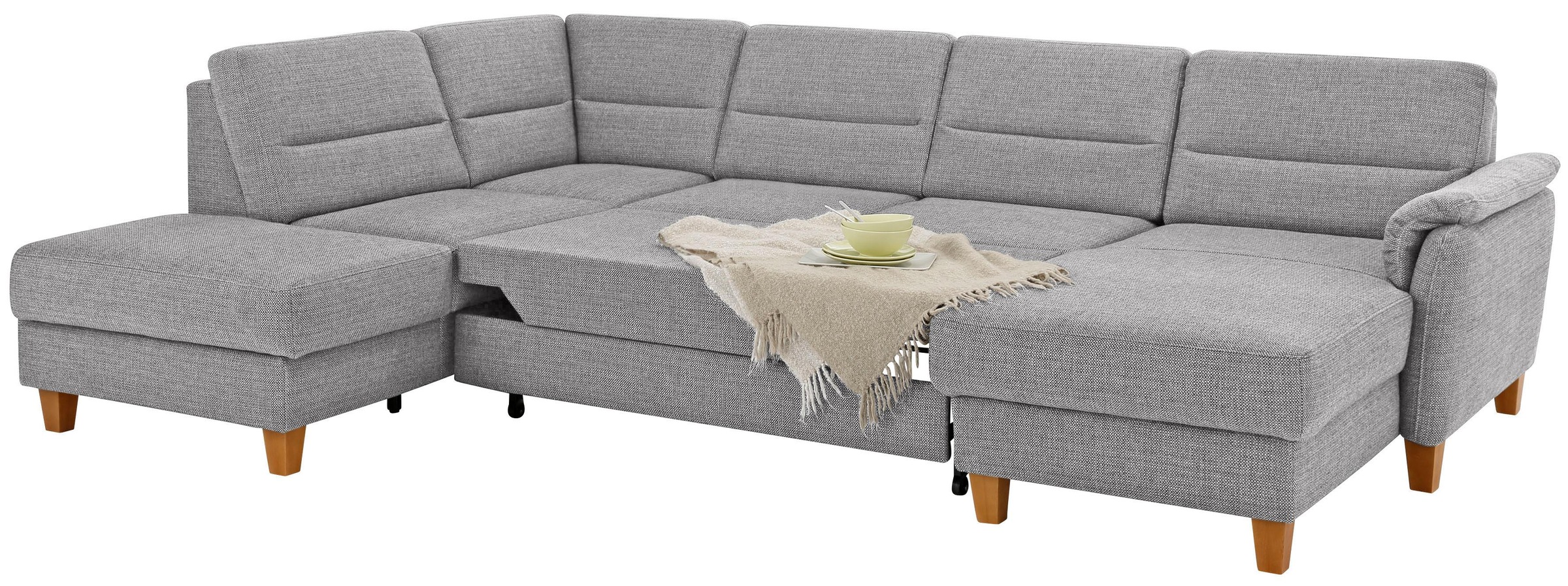 Home affaire Wohnlandschaft »Palmera U-Form«, Federkern, wahlweise mit Bettfunktion und mit/ohne Stauraum