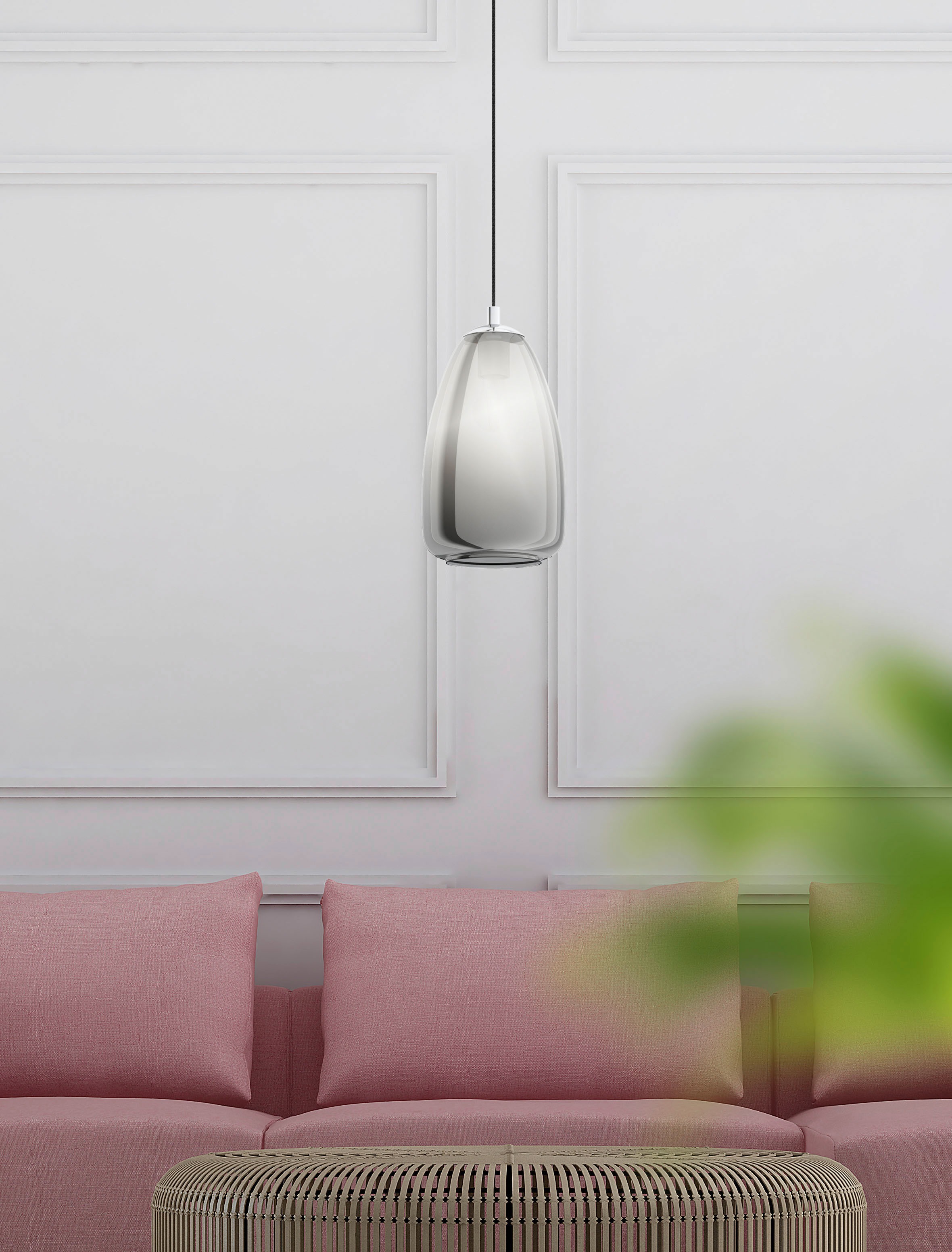 EGLO Hängeleuchte »ALOBRASE«, 1 flammig, Leuchtmittel E27 | Leuchtmittel wechselbar-ohne Leuchtmittel, chrom / Ø20 x H110 cm / Pendellampe / Esstischlampe / Küche