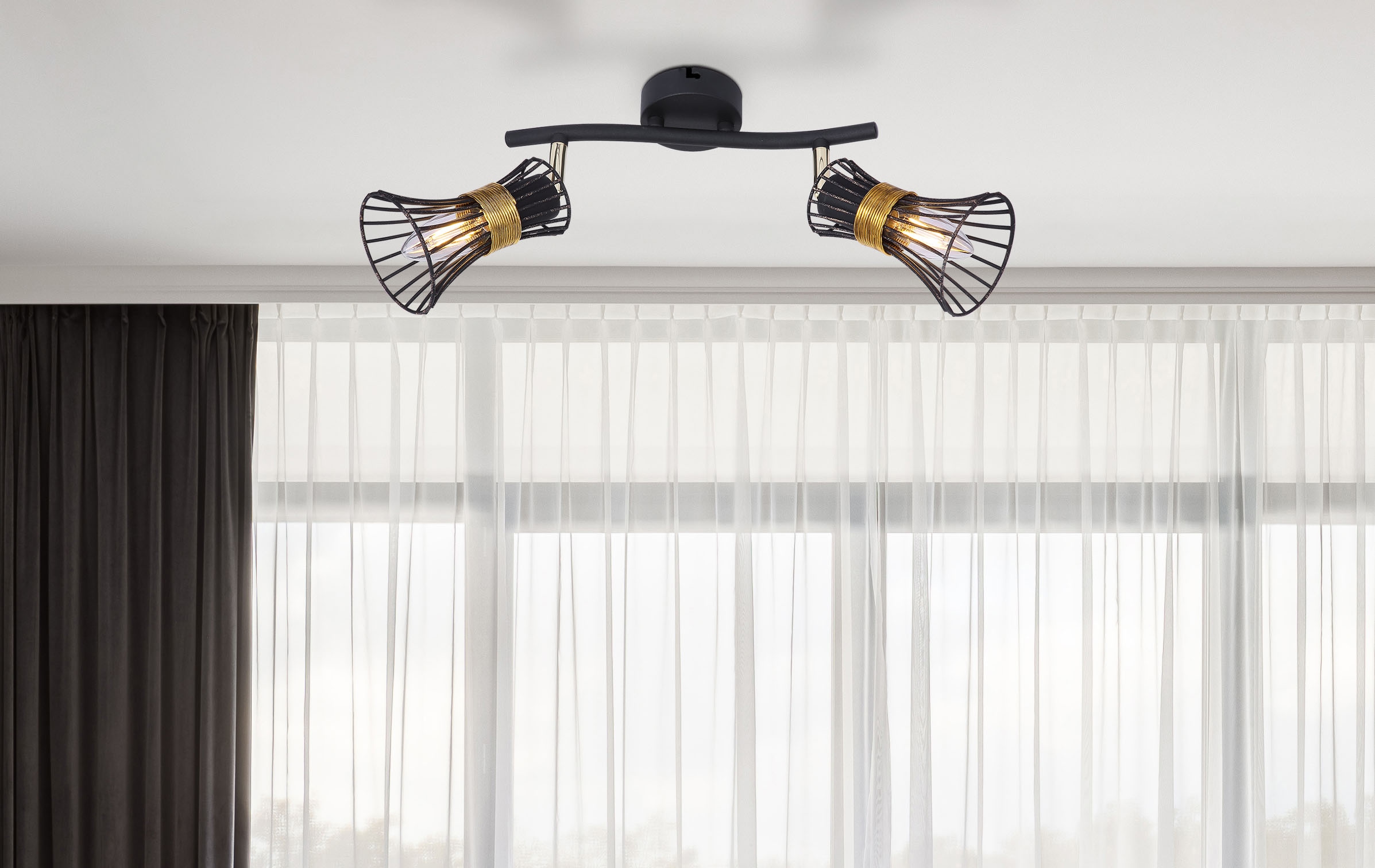 GLOBO LIGHTING Deckenstrahler »PURRA«, Leuchtmittel E14 | ohne Leuchtmittel, Deckenspot/schwarz/goldfarben/Metallstäbe/Flur