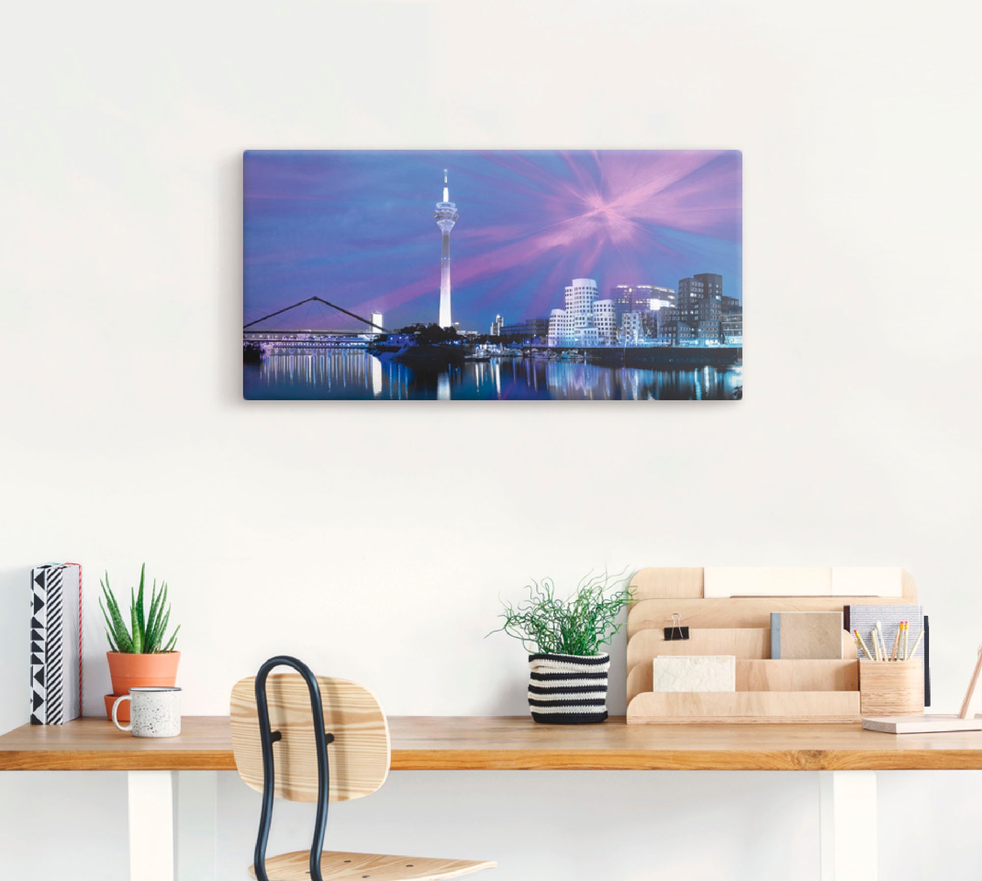 Artland Leinwandbild »Düsseldorf Skyline Abstrakte Collage« Deutschland 1 S günstig online kaufen