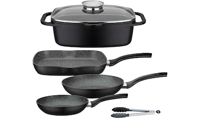 Topf-Set »Gourmet Granit«, Aluminiumguss, (Set, 5 tlg., 1 Bräter, 1 Grillpfanne Ø...