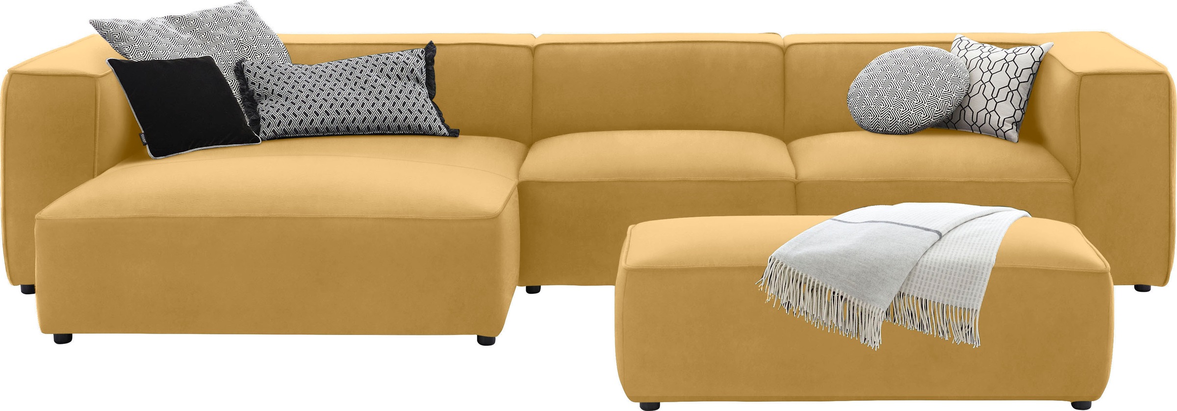 W.SCHILLIG Ecksofa »around-the-block«, mit eleganter Biese, mit Federkern, Breite 341 cm