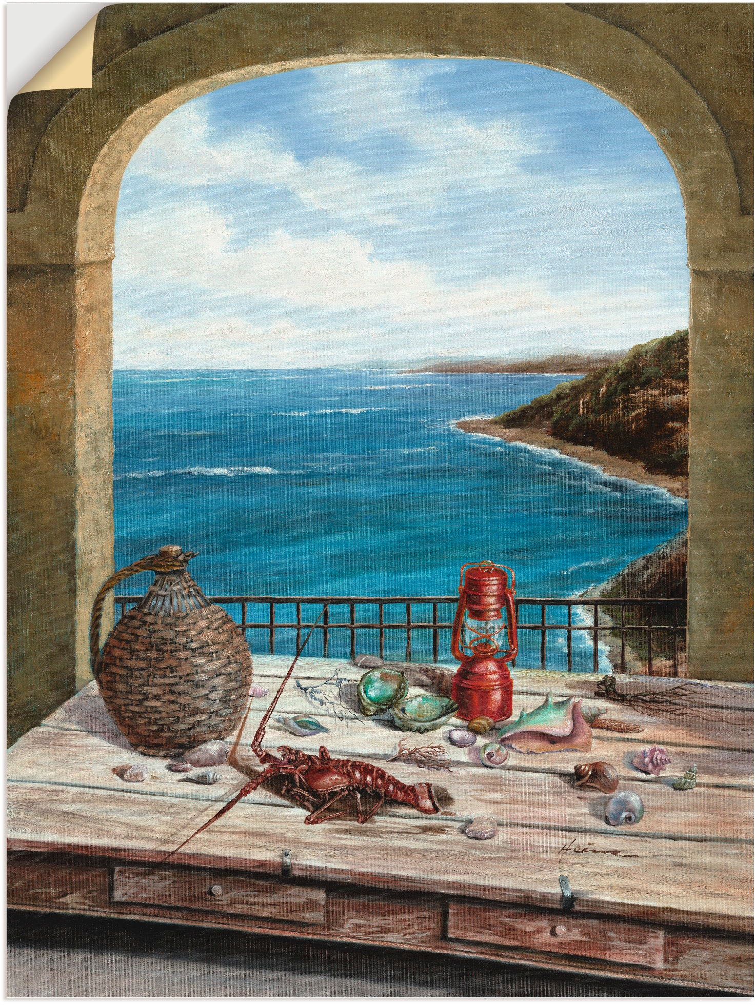 Artland Wandbild »Stillleben am Meer«, Fensterblick, (1 St.), als Alubild, Outdoorbild, Leinwandbild, Poster, Wandaufkleber