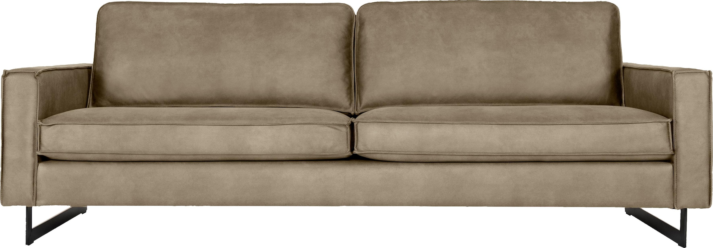 Places of Style 3-Sitzer »Maxi-Ausführung Pinto, 236 cm, Cord, Chenille, Lederoptik«, mit Keder, schwarze Metallfüße, Wellenunterfederung