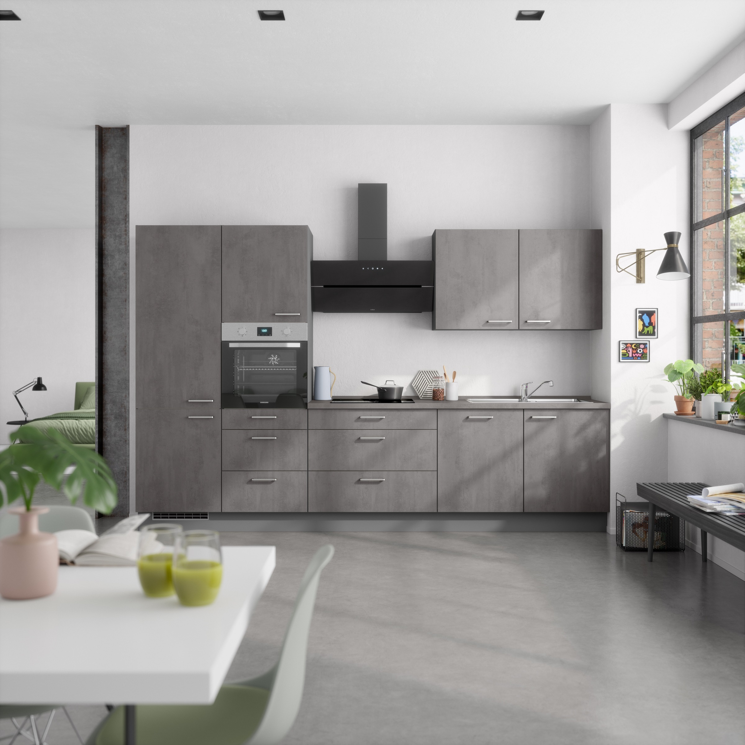 nobilia® Küchenzeile »"Riva II"«, vormontiert, Ausrichtung wählbar, Breite 330 cm, wahlw. mit E-Geräten