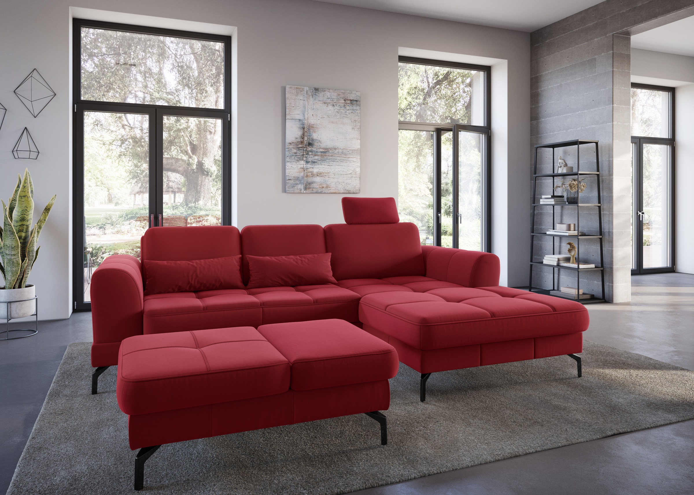 sit&more Ecksofa »Bendigo L-Form«, inklusive Sitztiefenverstellung, Bodenfreiheit 15 cm, 2 Fußfarben