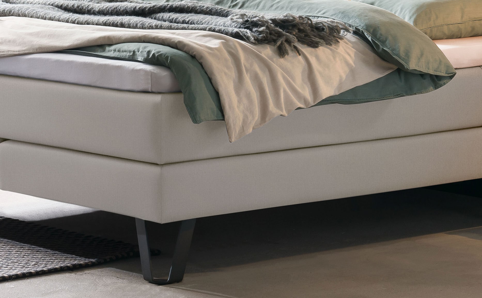 HASENA Boxspringbett Oakland, Boxspringbett, Industrial Look, Kopfteil aus Wildeiche, Used-Look