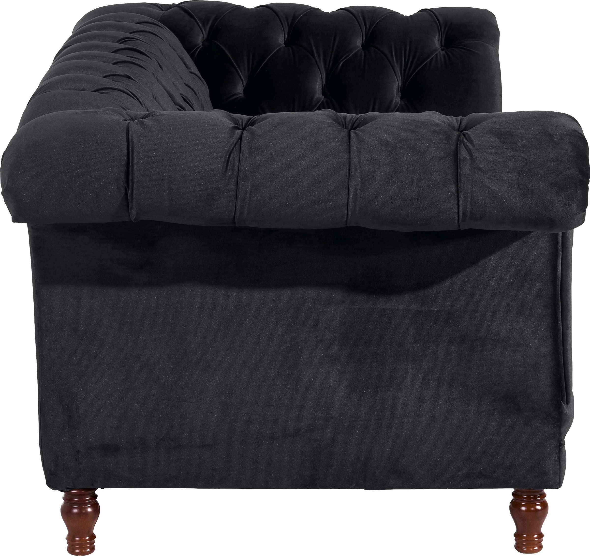Max Winzer® Chesterfield-Sofa »Isabelle«, Knopfheftung & gedrechselten Füßen in Buche Nussbaum, Breite 200 cm