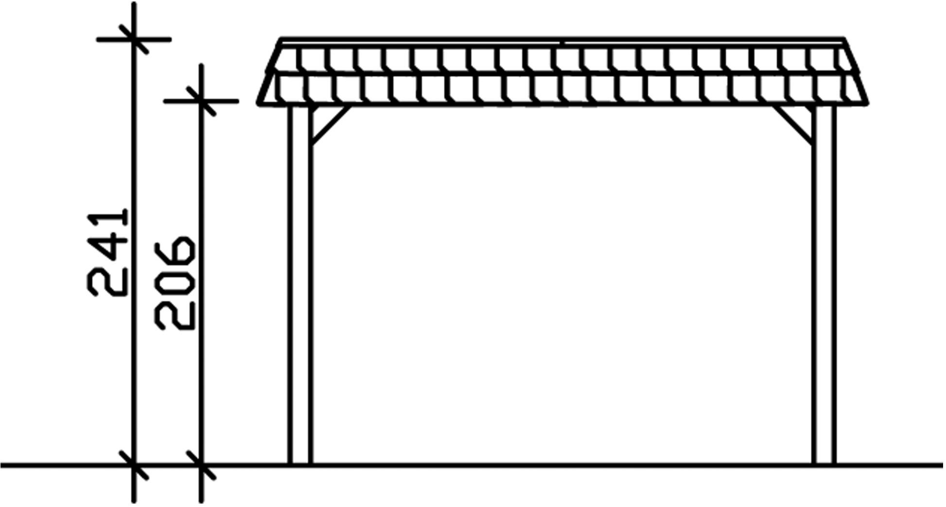 Skanholz Einzelcarport »Spreewald«, Nadelholz, 285 cm, Grün, 345x589cm mit EPDM-Dach, rote Blende