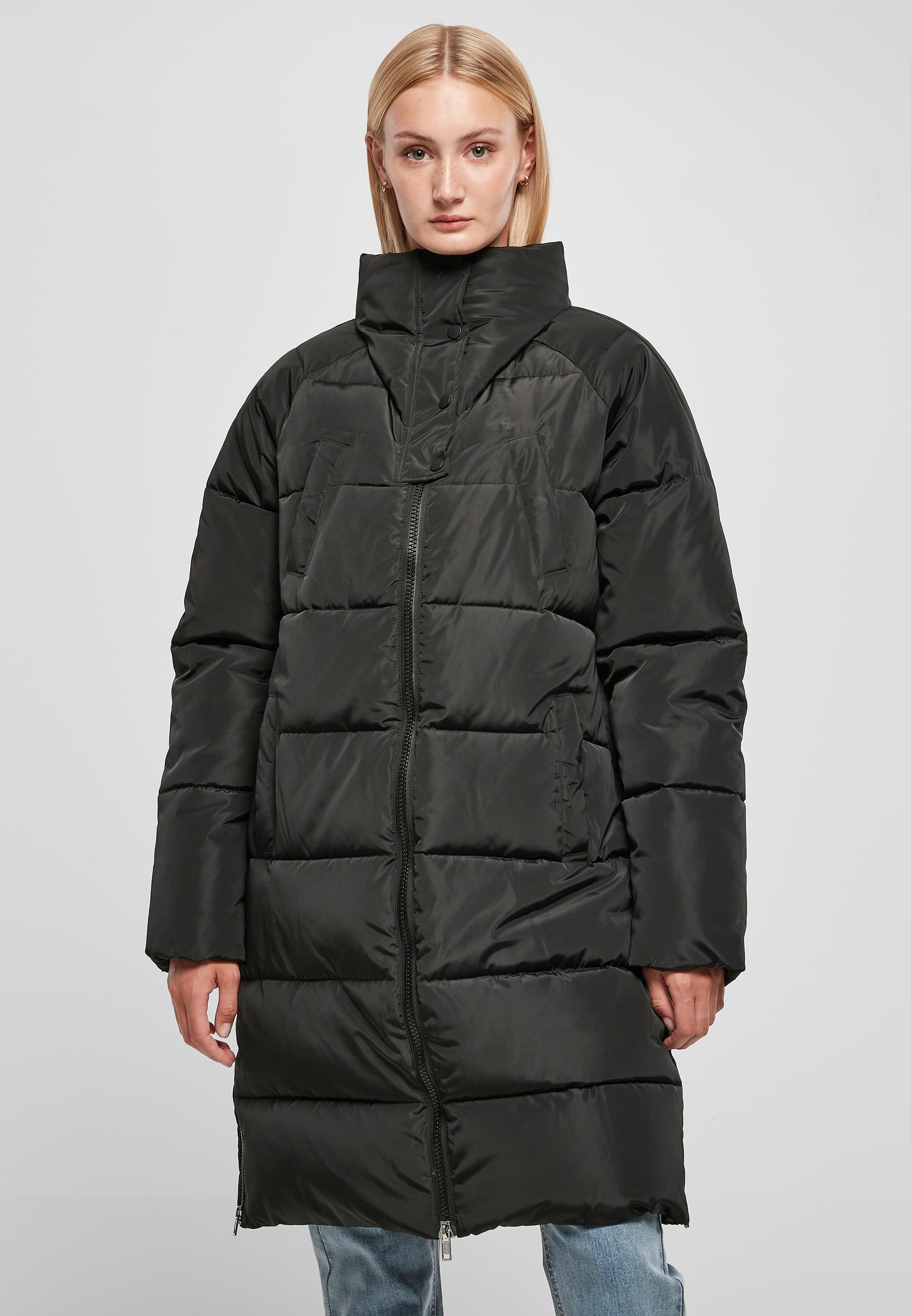 URBAN CLASSICS Winterjacke »Urban Classics Damen Ladies High Neck Puffer Coat« 1 Stk. tlg. ohne Kapuze
