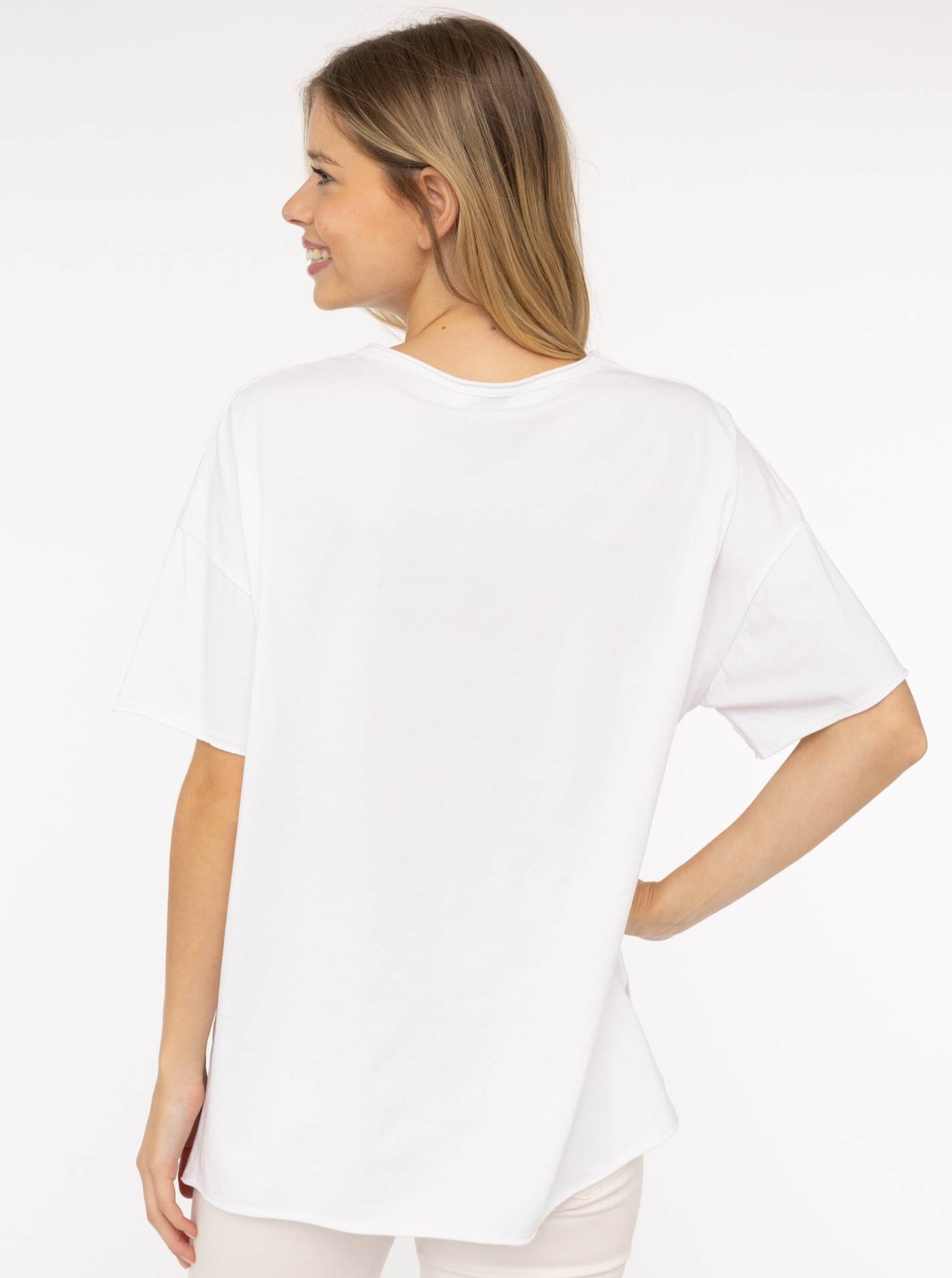 Zwillingsherz Kurzarmshirt »Oversized Shirt Stempeldruck "Moin"« Kurzarm, tiefer Rundhalsausschnitt, Schriftzug, Baumwollmischung
