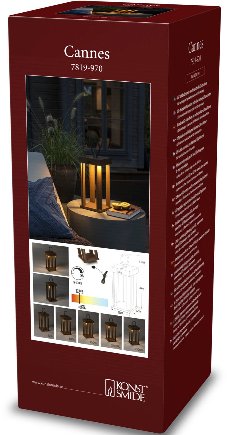 KONSTSMIDE LED Laterne »Cannes«, Leuchtmittel LED-Modul | LED fest integriert, Cannes LED USB-Laterne 42cm, dimmbar 2700/3000K