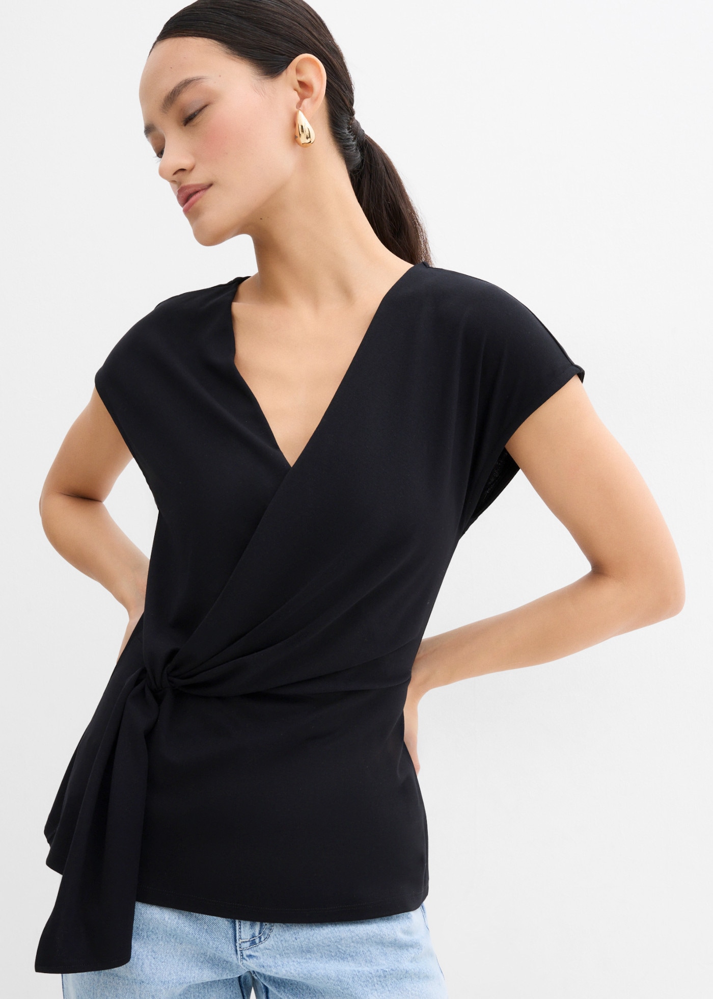 bonprix Shirttop ärmelloses Design, mit V-Ausschnitt, Slim Fit Passform