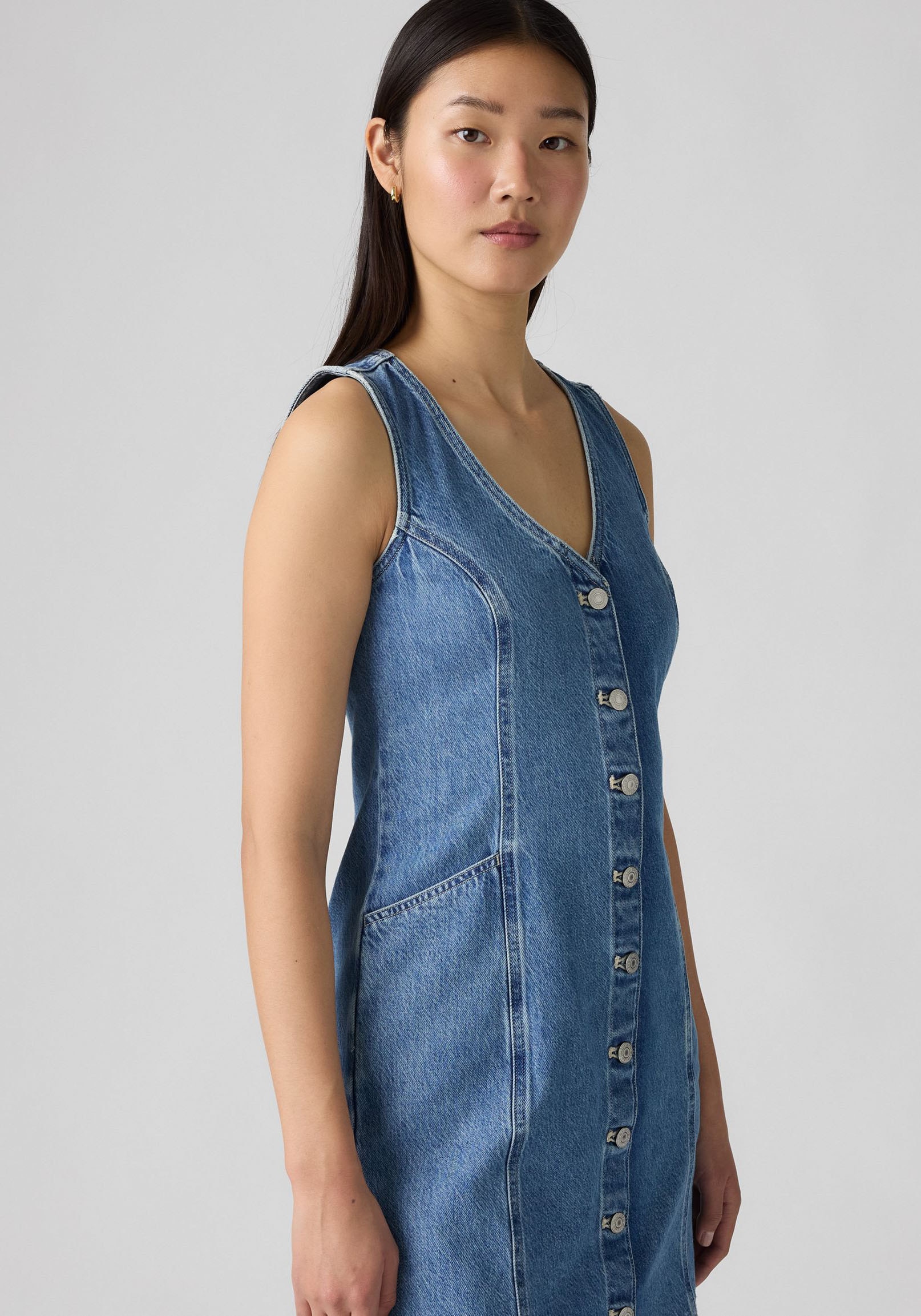 Levi's® Jeanskleid »VIANNA VEST DRESS« Eingrifftaschen mit V-Ausschnitt, Slim Fit, ärmellos