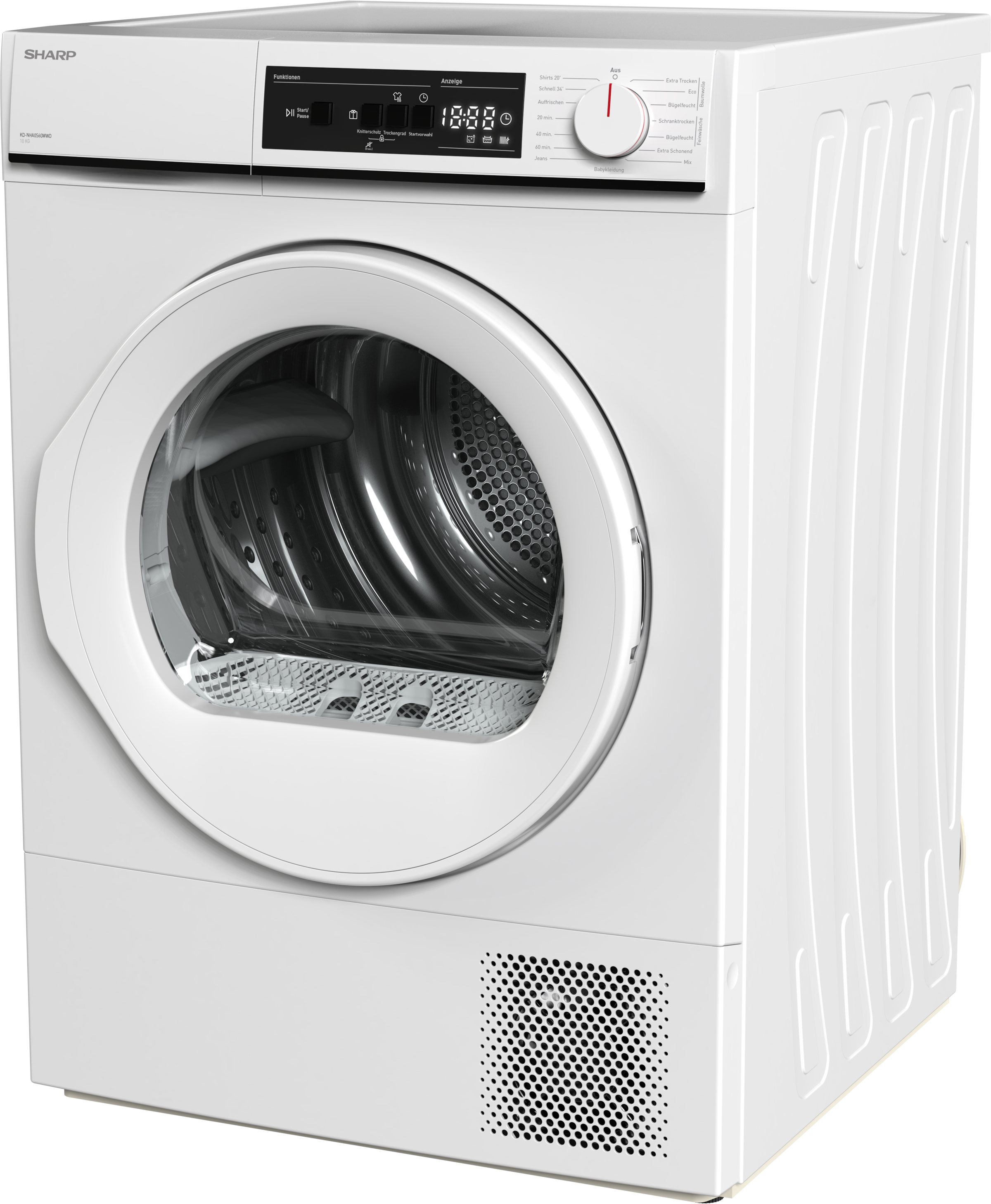 Sharp Wärmepumpentrockner »KD-NHA0S6GWWD-DE« 10kg / EEK D / 3 Tasten / Glas-Tür / Weiß