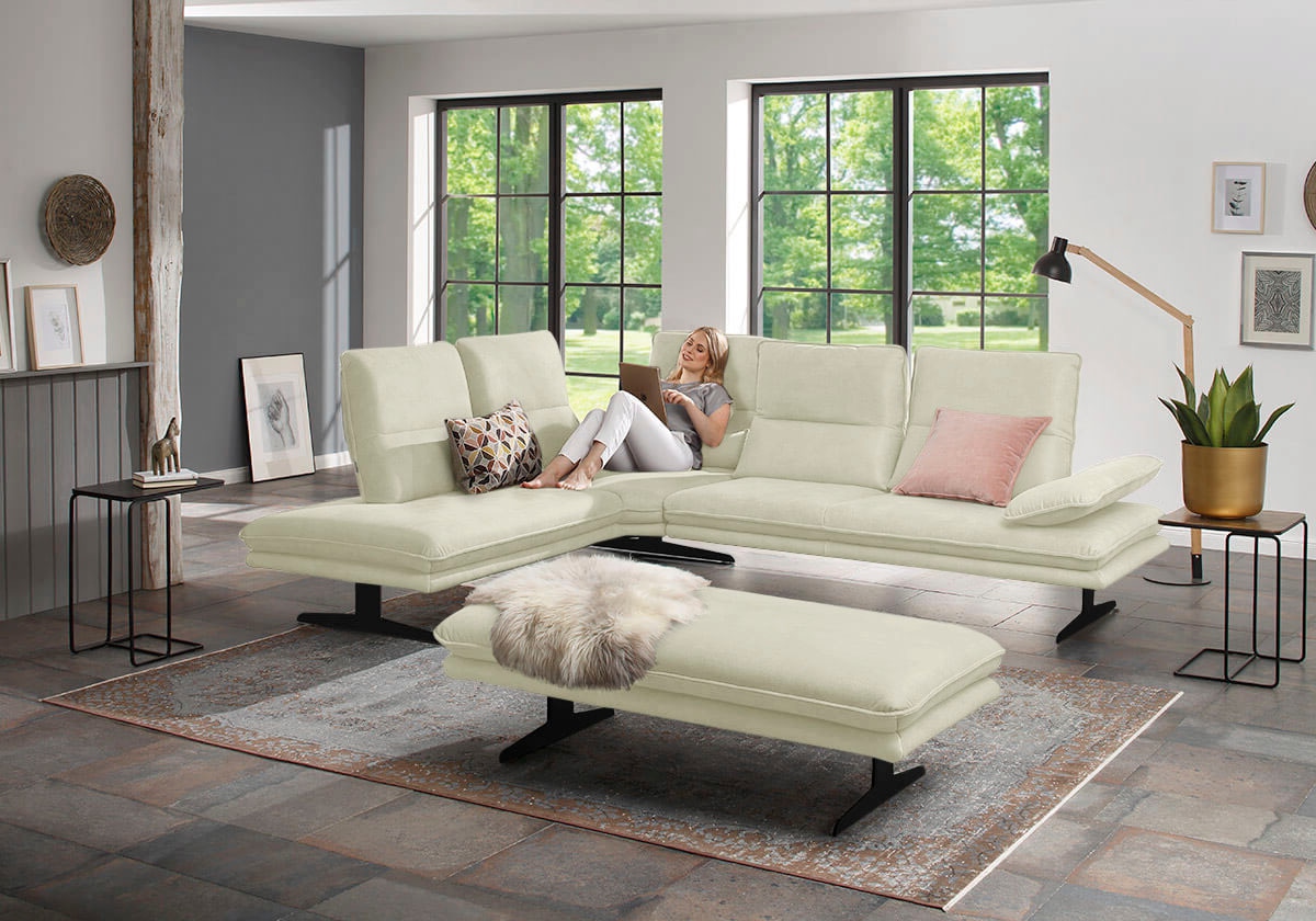 W.SCHILLIG Ecksofa »broadway, Designsofa, toller Sitzkomfort, zeitlos, elegant, L-Form«, Sitztiefenverstellung, Kopfteil- & Seitenteilverstellung, Breite 284cm