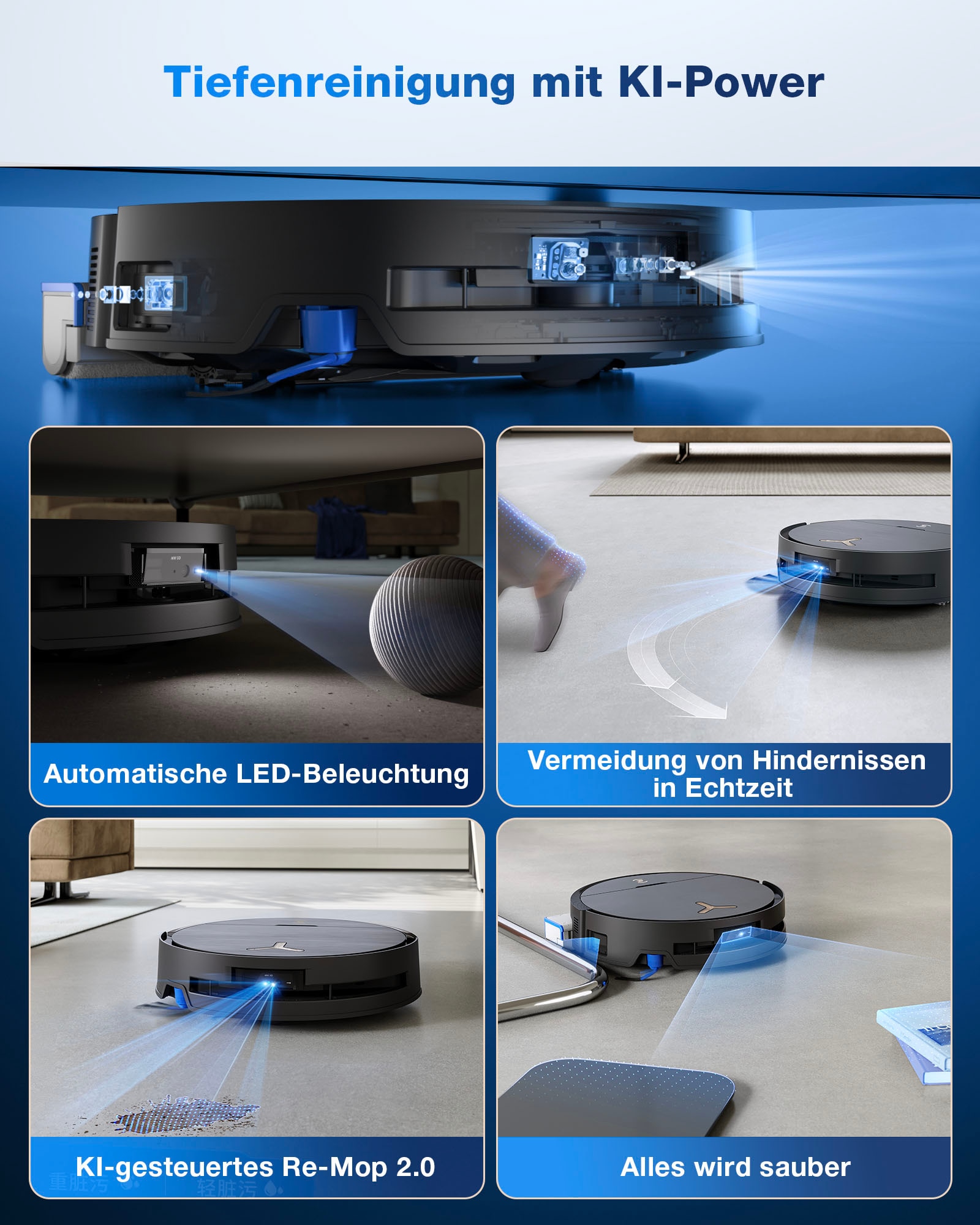 ECOVACS Saugroboter »mit Wischfunktion, DEEBOT X9 PRO OMNI«, Saug-und Wischroboter mit Absaugstation