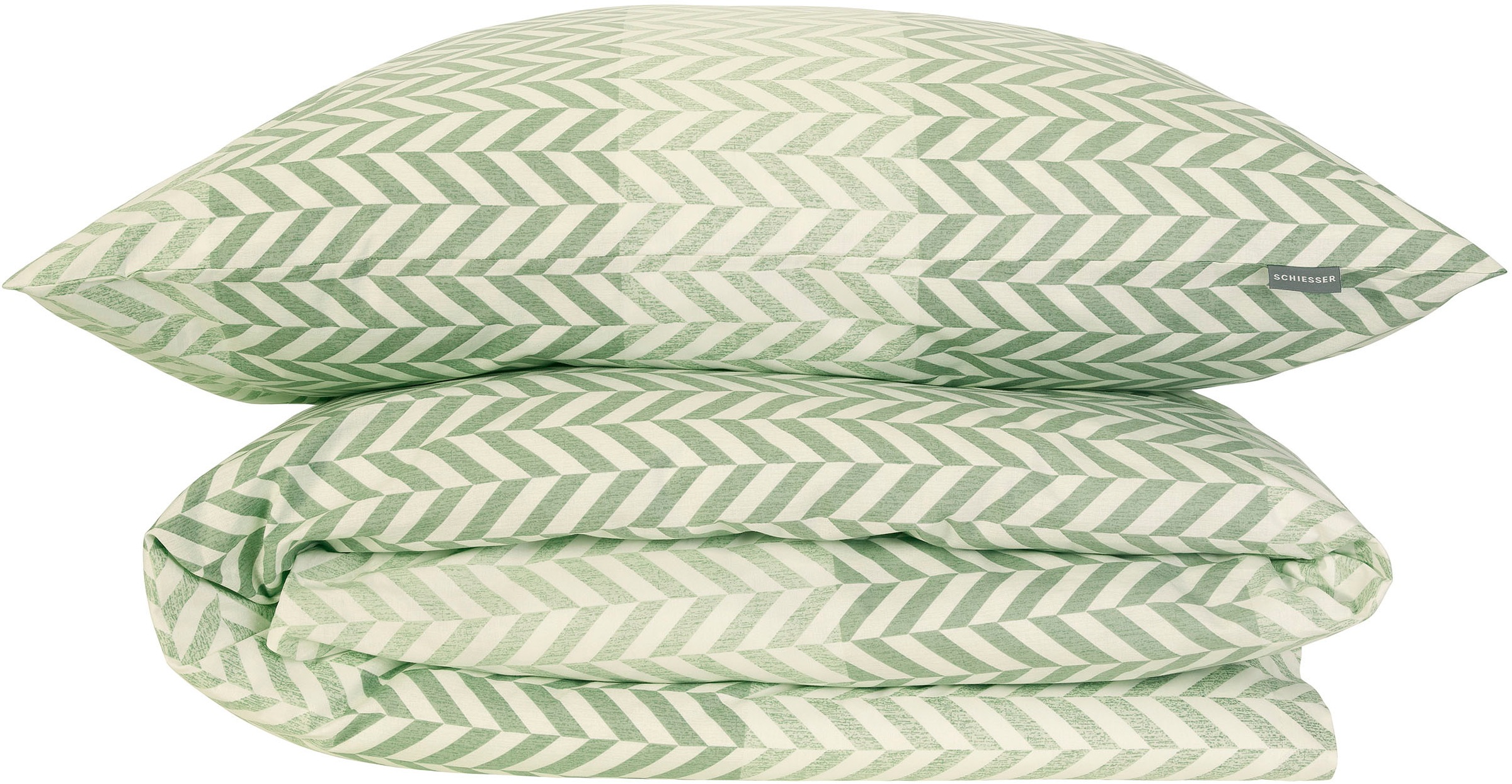 Schiesser Bettwäsche »Maribel aus weicher Baumwolle mit interpretiertem Fischgrätmuster«, (2 tlg.), MADE IN GREEN by OEKO-TEX®-zertifiziert