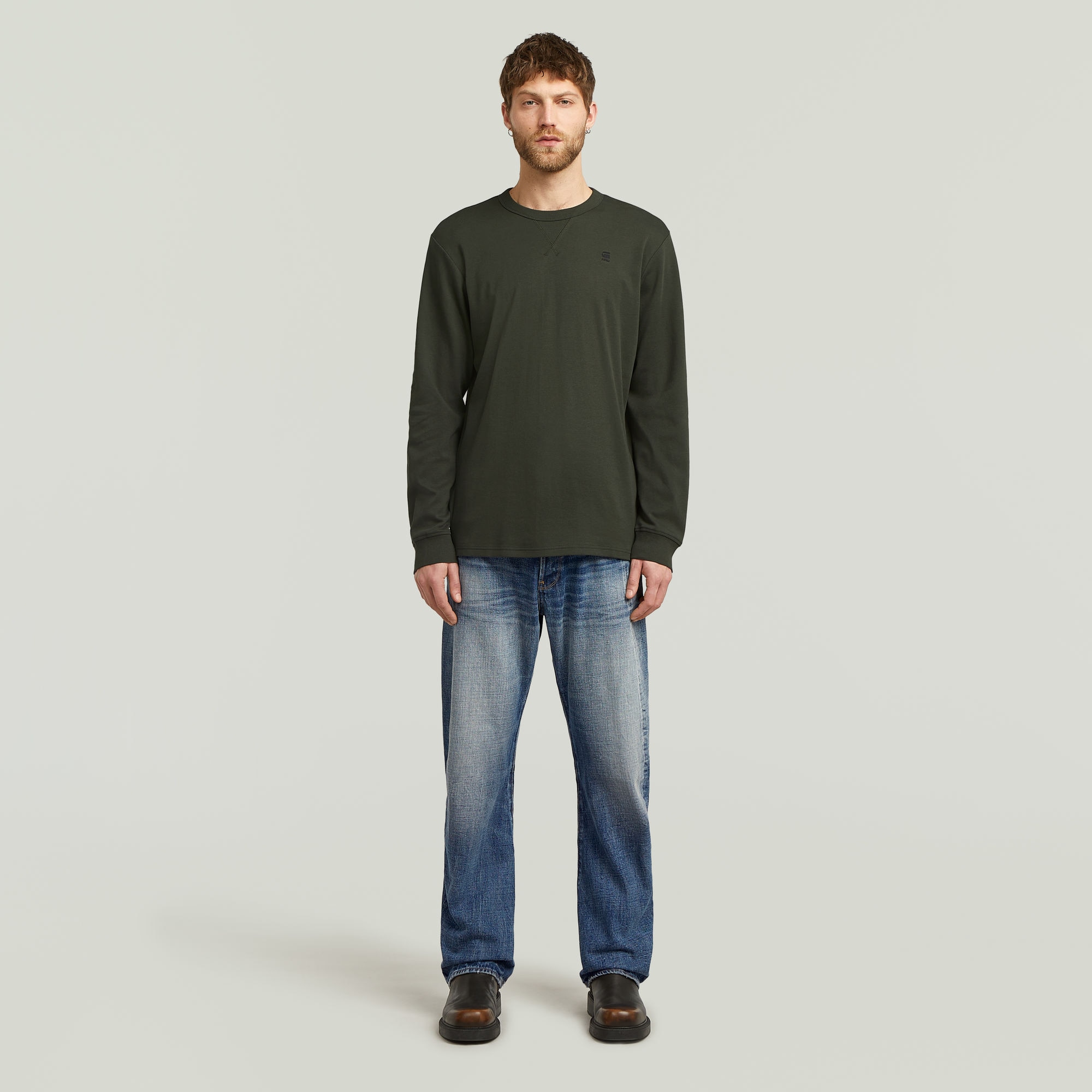 G-STAR Longsleeve »Nifous R« mit geripptem Einsatz vorne