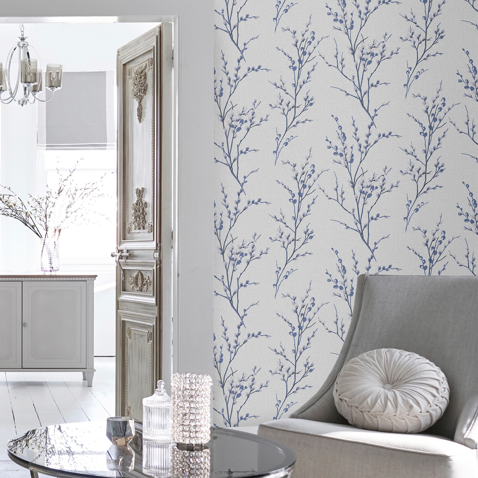 LAURA ASHLEY Vliestapete »Pussy Willow«, gemustert, FSC® zertifiziert, mit lebhaftem Druck, 10 Meter Länge