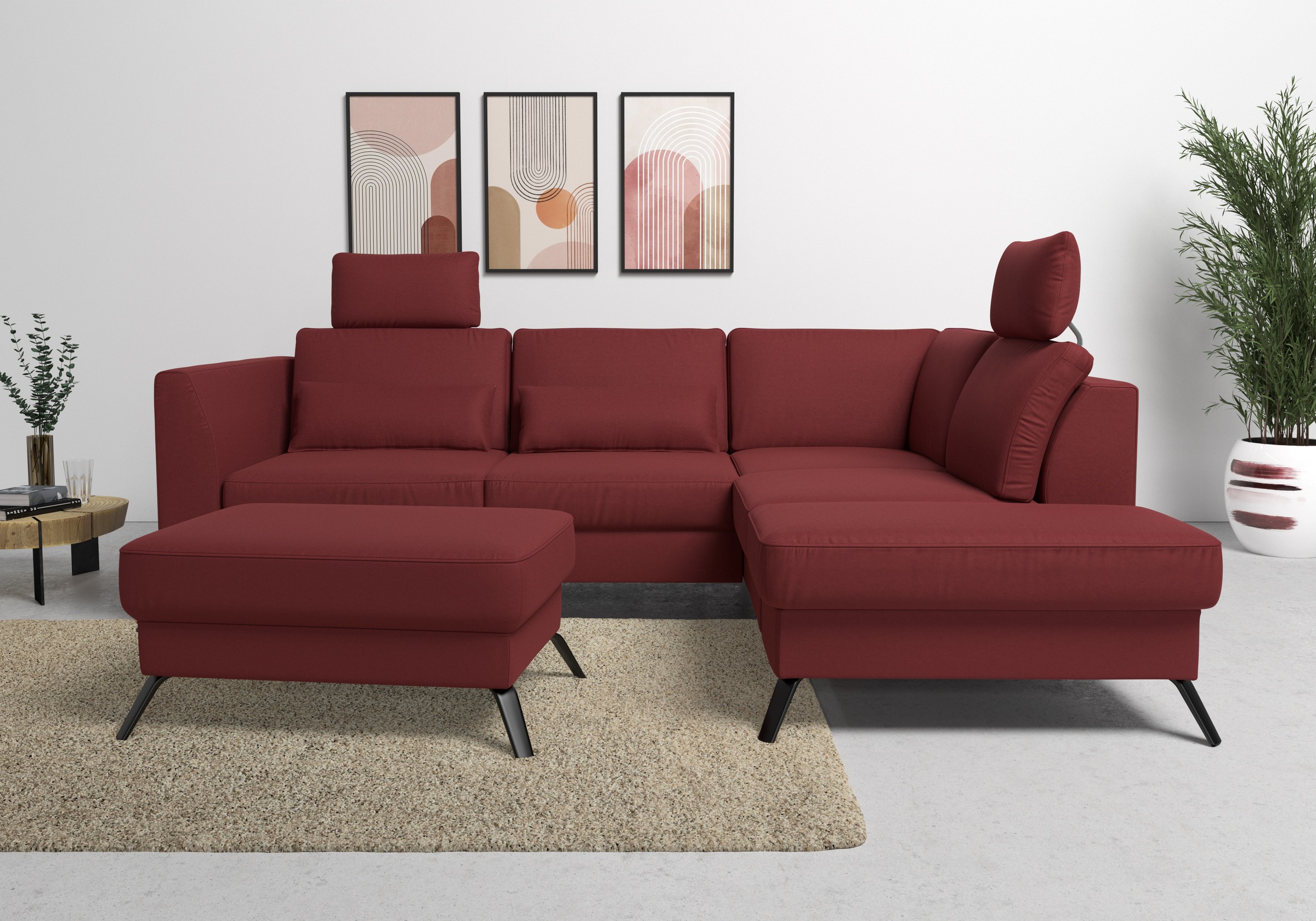 sit&more Ecksofa »Olsen L-Form«, inklusive Sitztiefenverstellung, wahlweise mit Bettfunktion, 15cm hoch