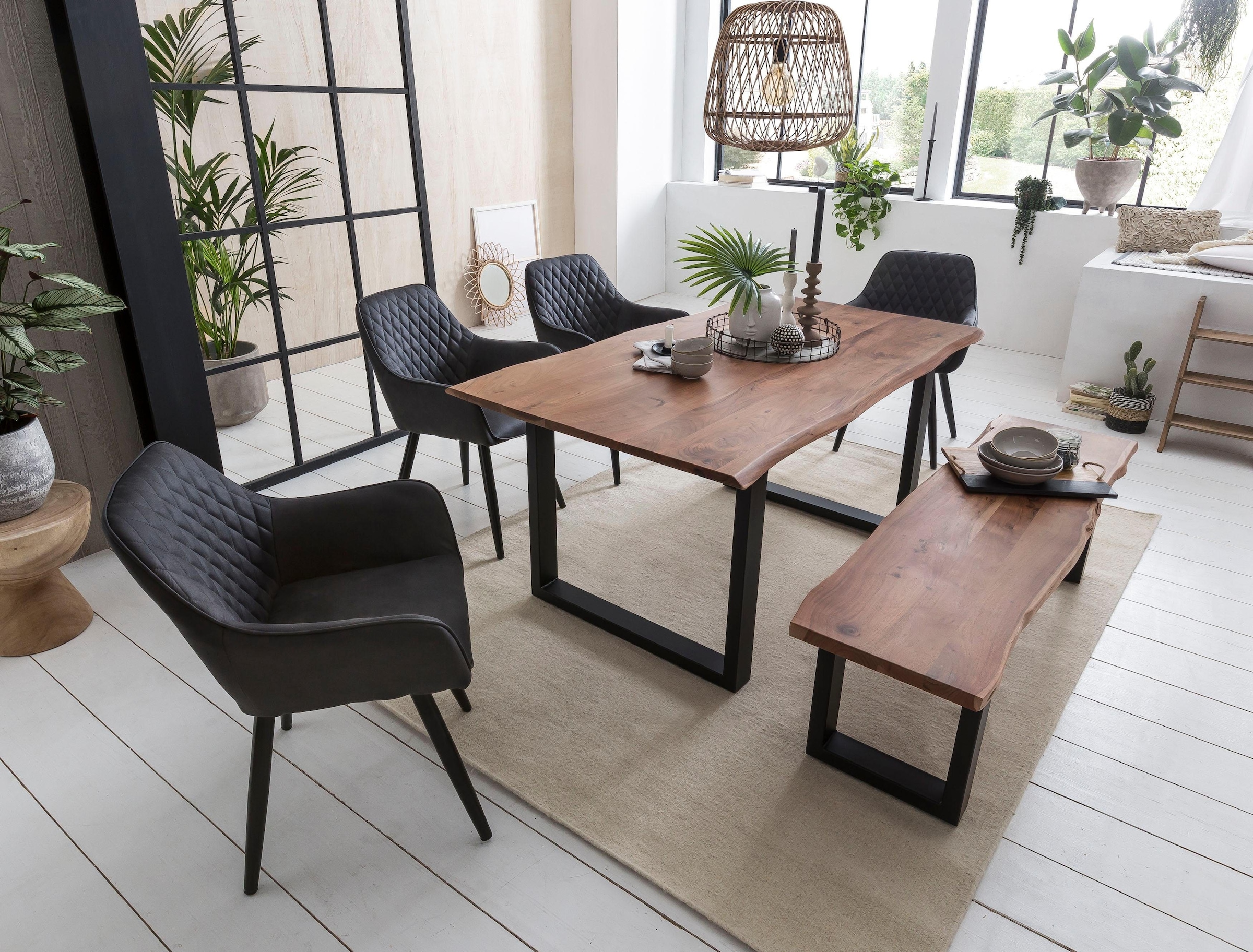 Home kaufen affaire »Soho«, Esstisch auf Raten vollmassiver Baumkante Akazienholzplatte mit mit