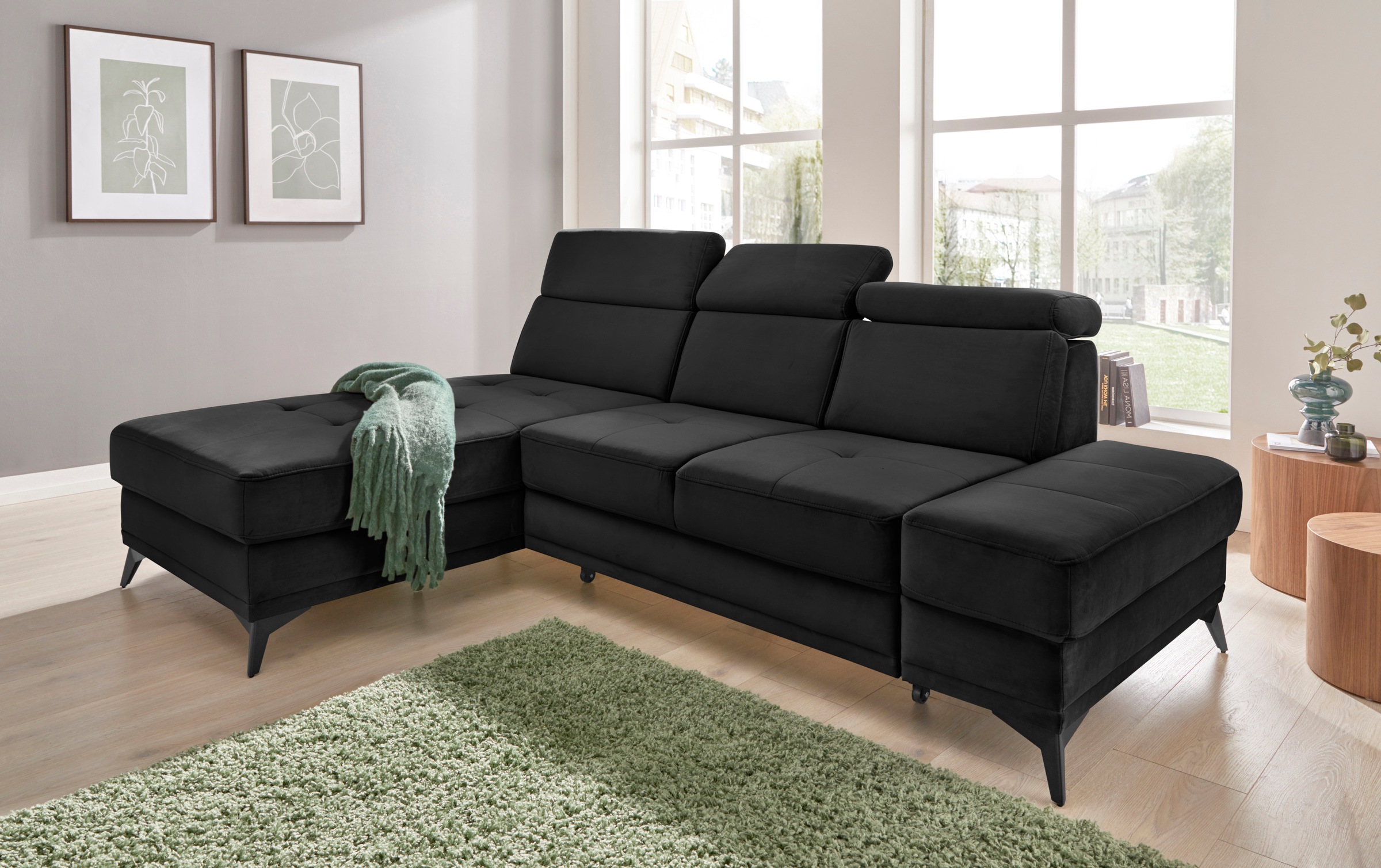 INOSIGN Ecksofa »Cardiz L-Form«, inkl.Kopfteilverstellung und Federkern wahlweise mit Bettfunktion
