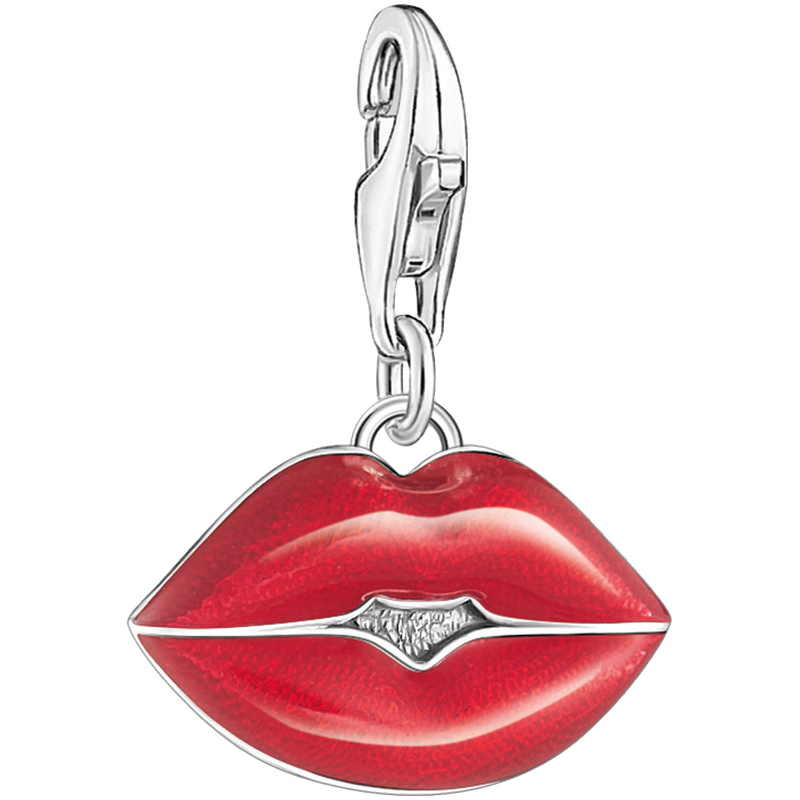 THOMAS SABO Charm-Einhänger »roter Kussmund« silberfarben-rot Charm-Anhänger roter Kussmund