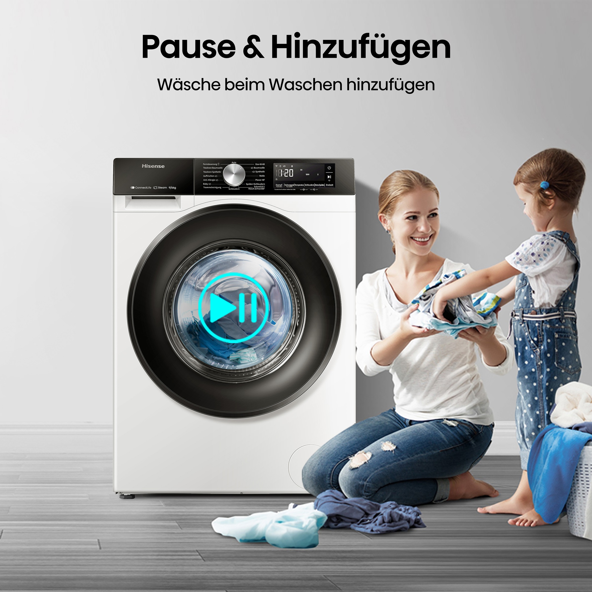 Hisense Waschtrockner »WD3S9043BW3« 3s Serie 9 kg /6 kg 72 dB(A) Waschen & Trocknen in 60 min.