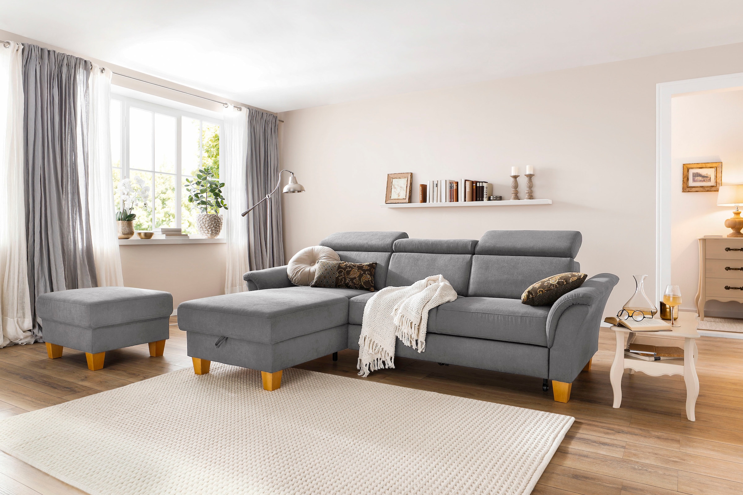 Home affaire Ecksofa »Conville L-Form« Federkern, wahlweise mit Bettfunktion und Bettkasten bzw. Stauraum