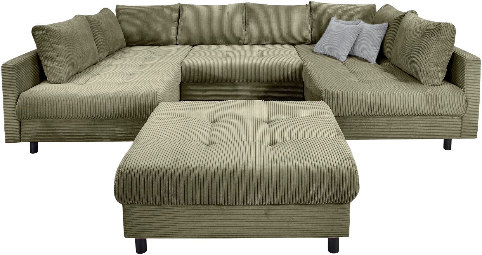 COLLECTION AB Wohnlandschaft »Toni U-Form, B: 298 cm« mit Hocker & 3 Zierki günstig online kaufen