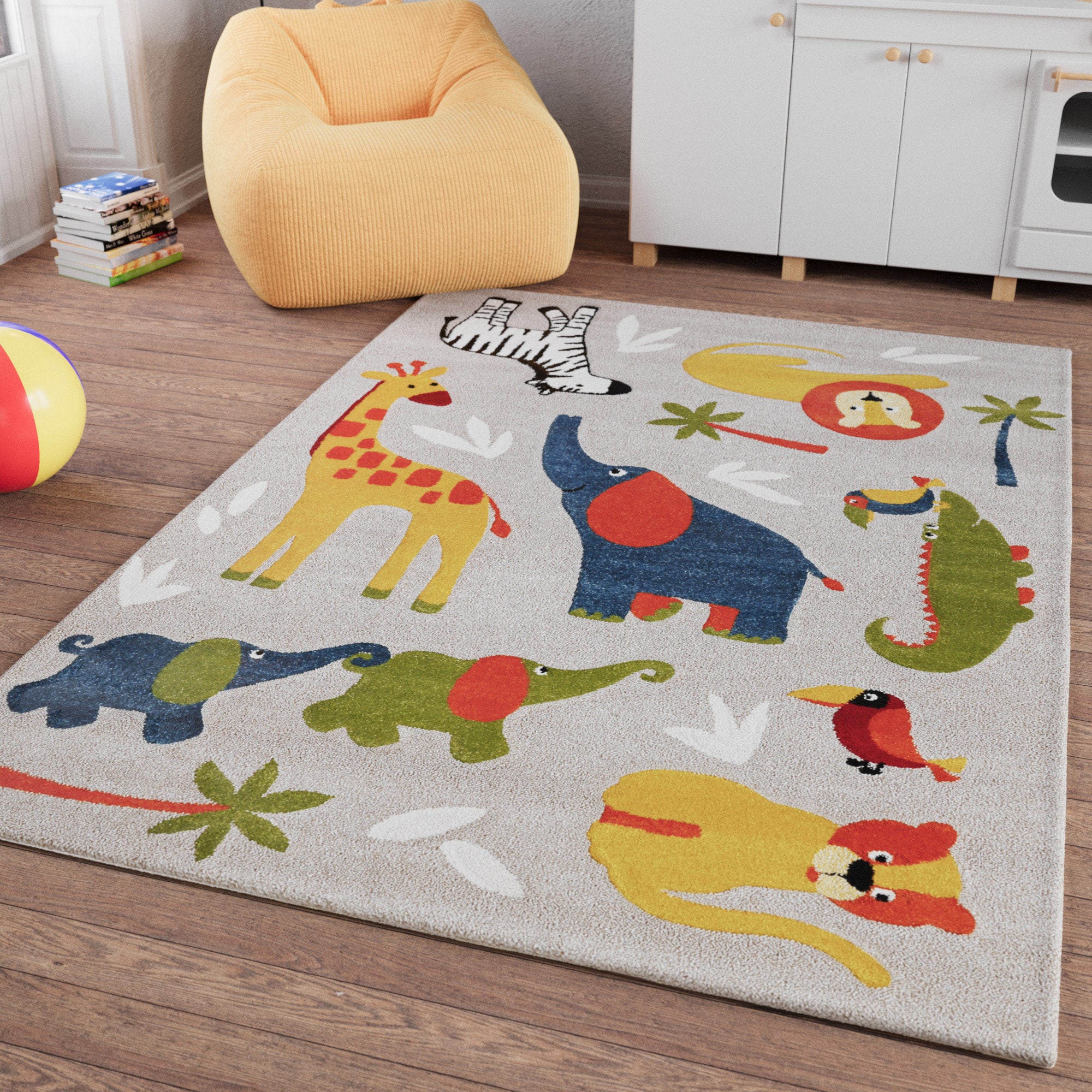 SMART KIDS Kinderteppich »Benny & Friends«, rechteckig, 10 mm Höhe, Moderner Spielteppich, strapazierfähig, pflegeleicht, Konturenschnitt