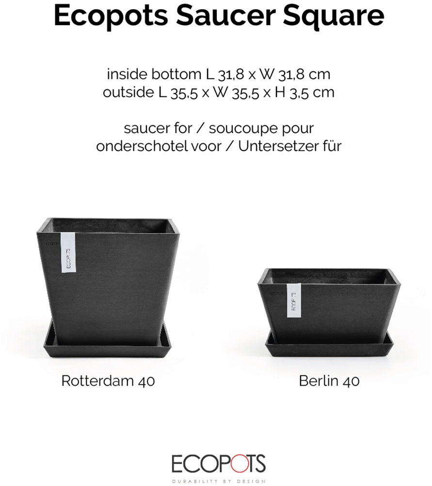 ECOPOTS Blumentopfuntersetzer »SQUARE SAUCER Dark Grey« BxTxH: 35,5x35,5x3,5 cm