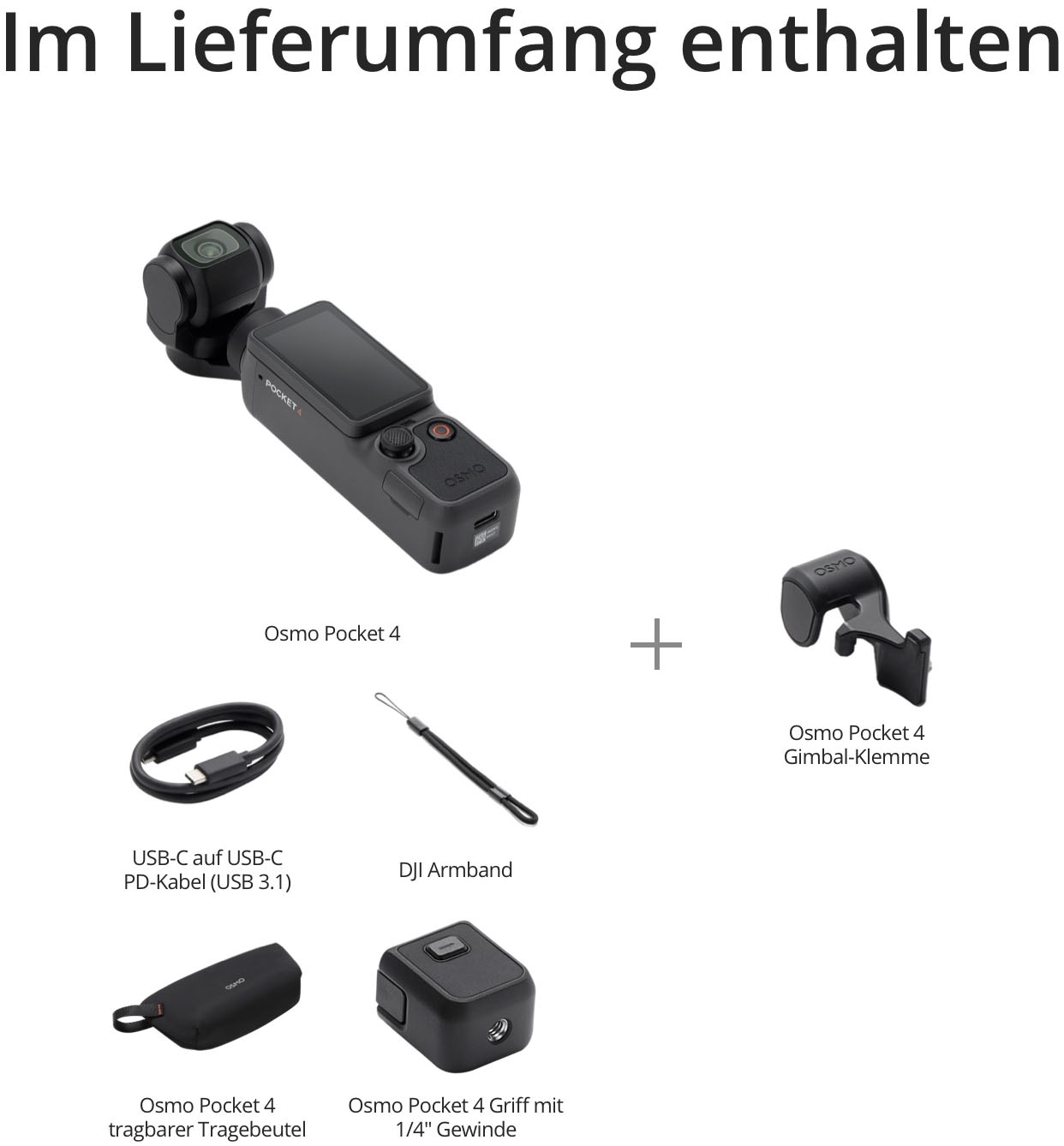 DJI Kompaktkamera »Osmo Pocket 4 Gimbal« , 37 , Bluetooth , inkl. 4K/240fps