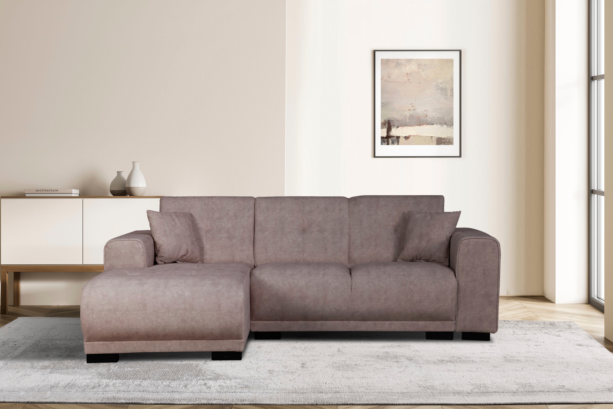 Home affaire Ecksofa "Langeland L-Form" incl. 2 Zierkissen, Recamiere wahlw günstig online kaufen