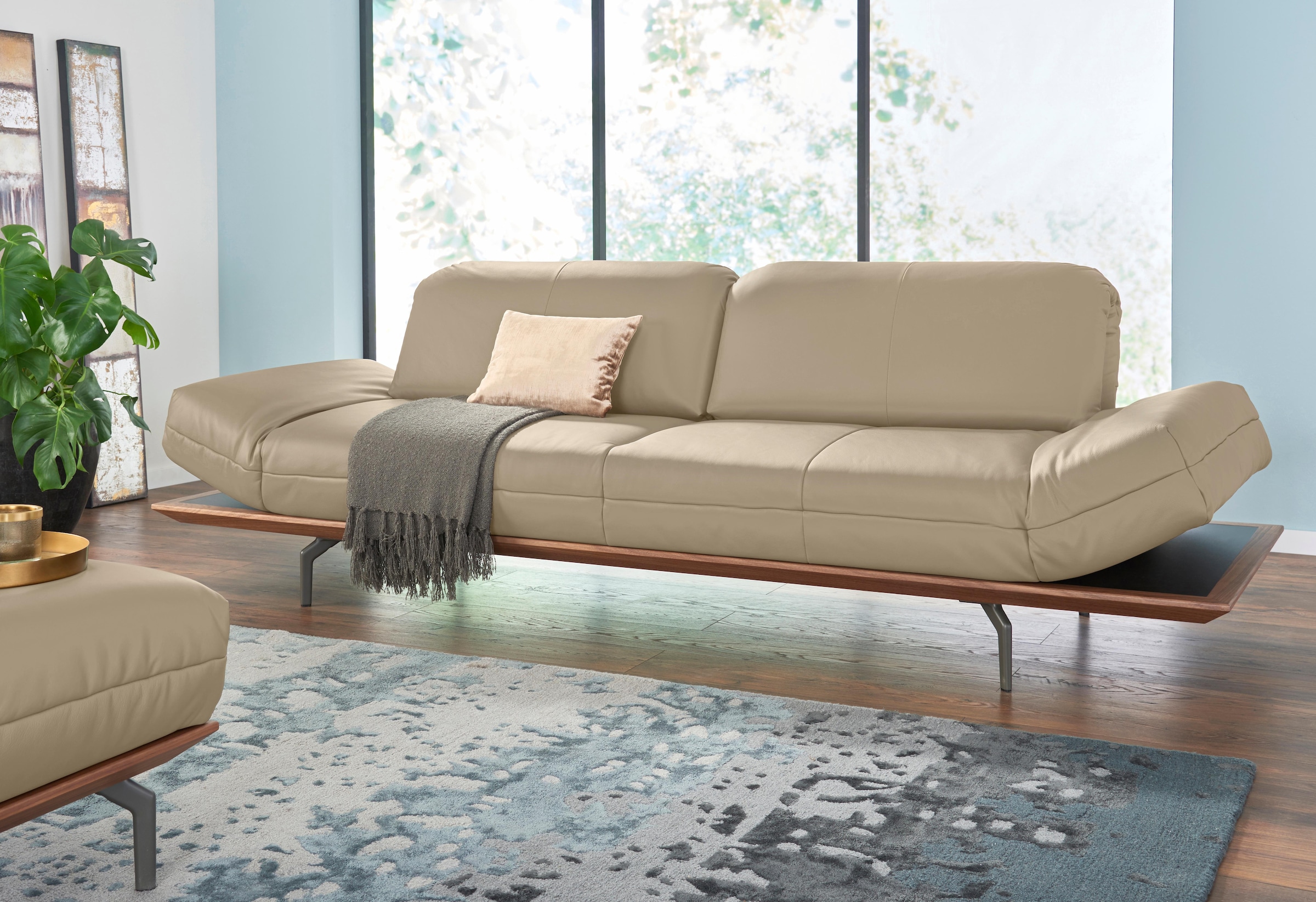 hülsta sofa Rechnung kaufen auf »hs.420«, Natur oder in 3-Sitzer in Eiche 2 Breite Qualitäten, Holzrahmen Nußbaum, 232 cm