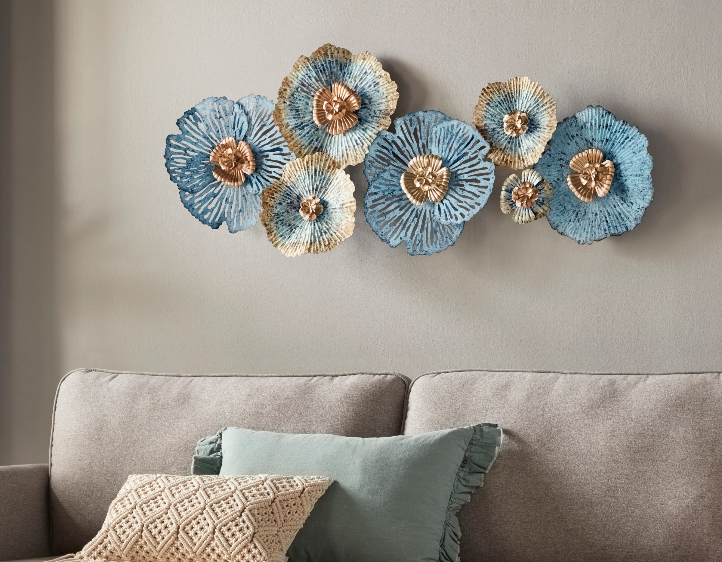 Home affaire Wanddekoobjekt »Blüten«, Wanddeko, Blüten 7 Metall, aus bestehend Rechnung aus auf kaufen