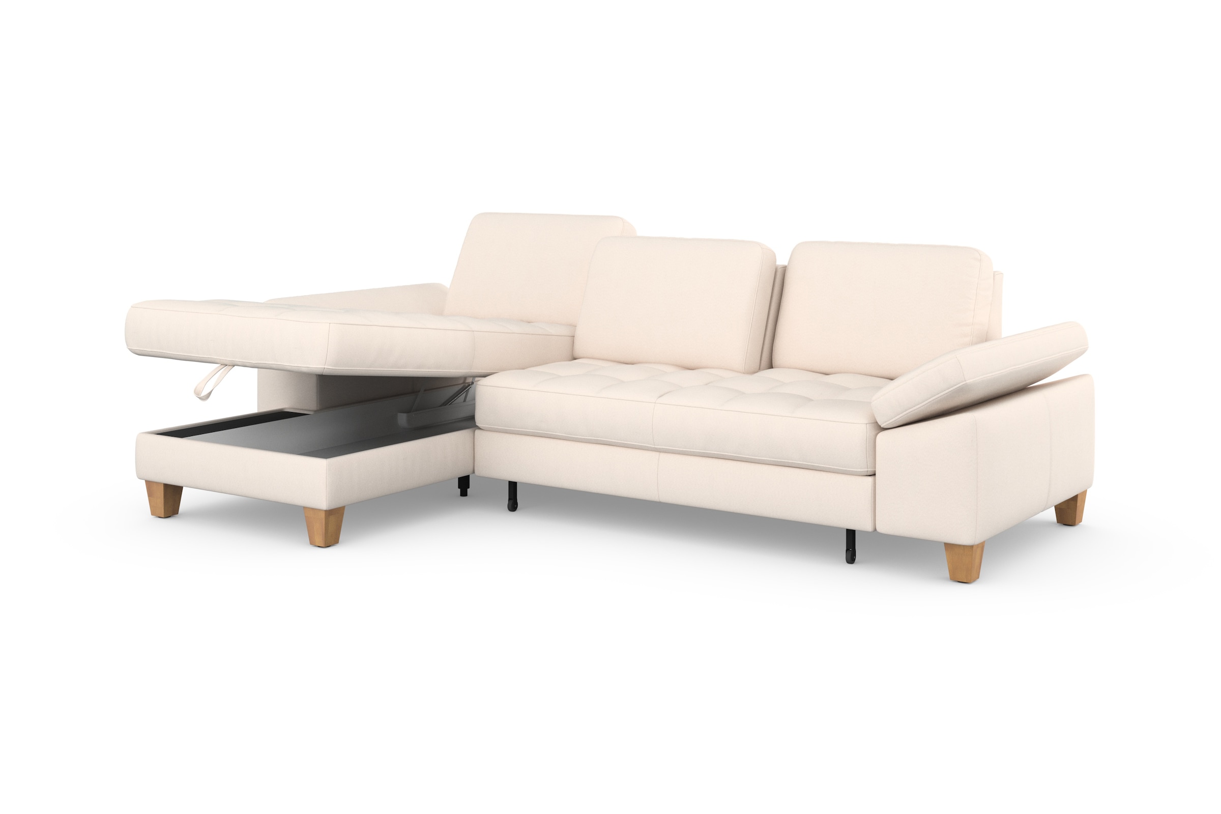 sit&more Ecksofa »Westham L-Form«, mit Recamiere, mit oder ohne Bettfunktion, Bettkasten, Füße Eiche