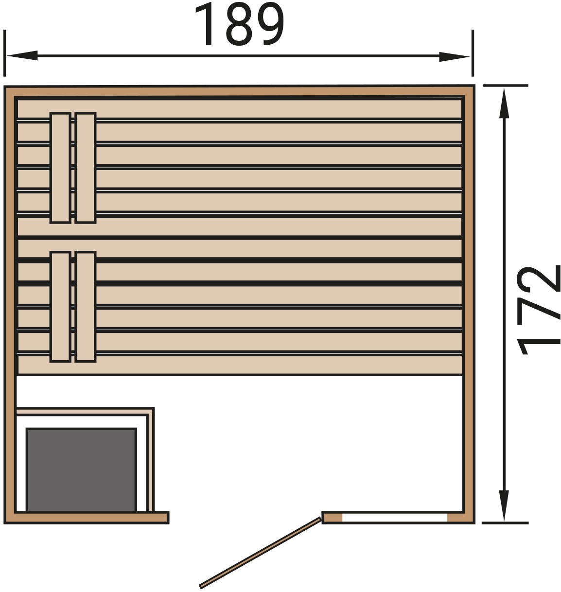 weka Sauna »Massivholzsauna VALIDA PLUS« Blockbohlen, Fensterelement, moderne Ganzglastür