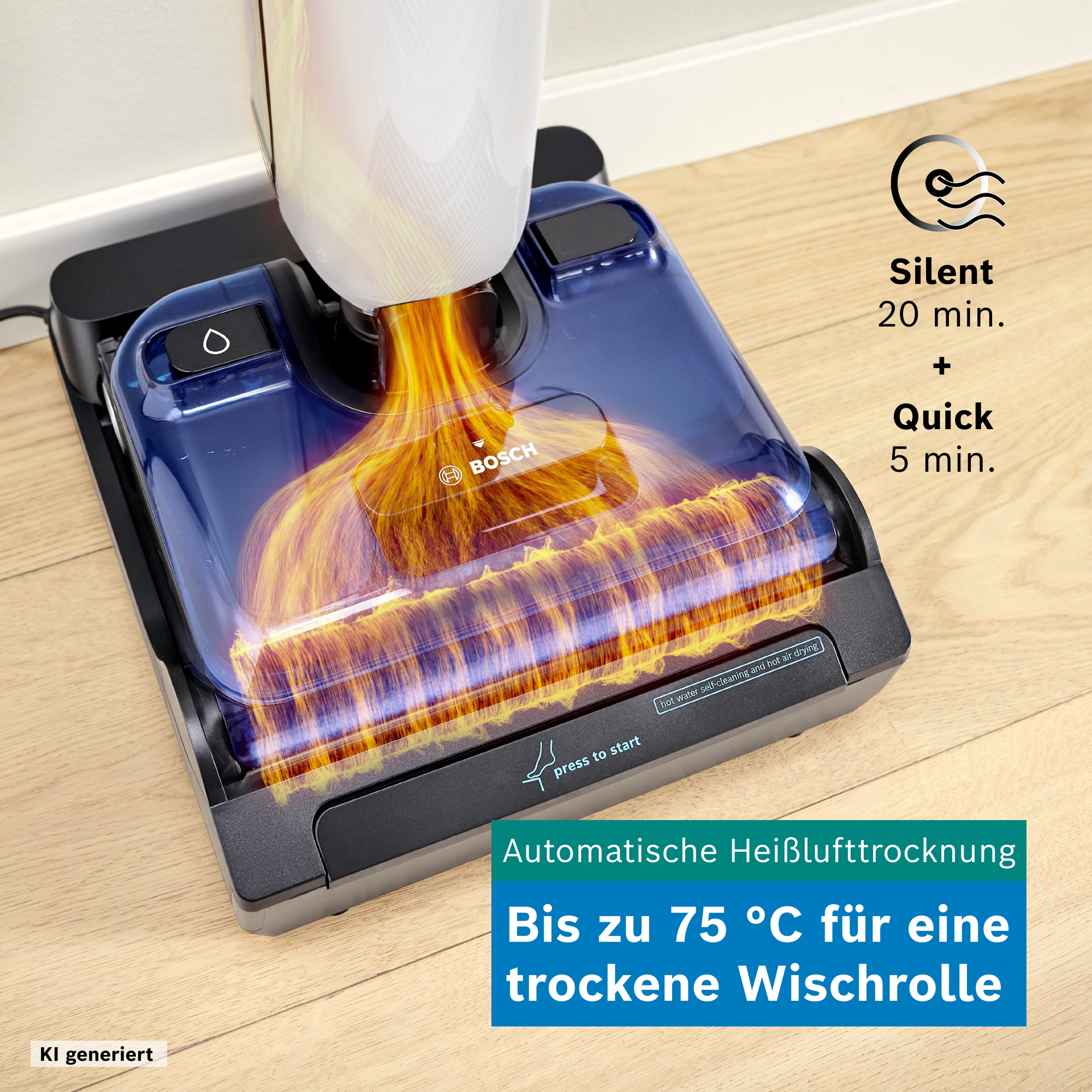 BOSCH Nass-Trocken-Sauger »OneFlow Serie 4 BHF41WM, Selbstreinigung, 24.000 PA Saugkraft« Anti-Haarverwicklung, LED-Licht, Schnelltrocknung, 40 min Akku / 150m²